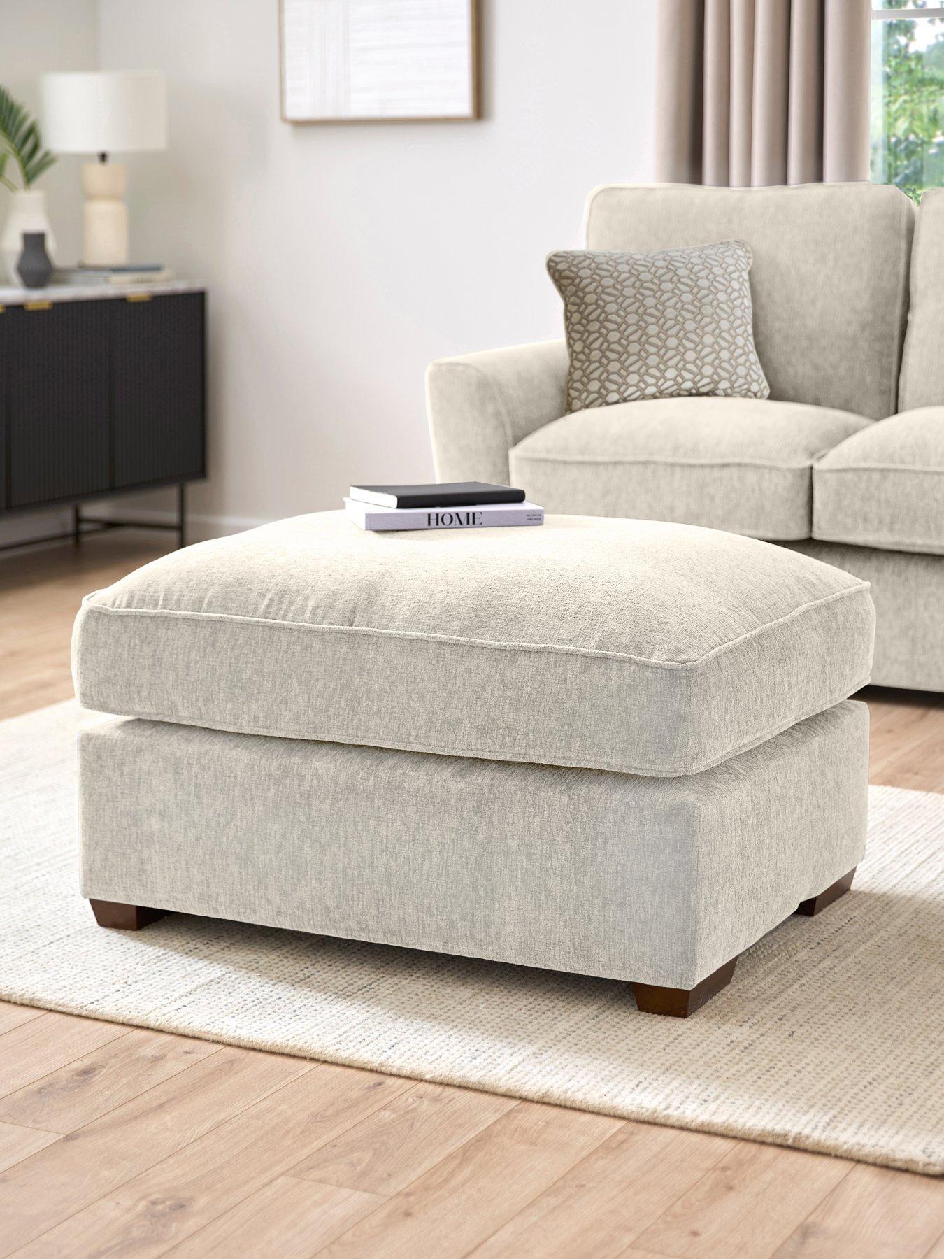 undefined Lucerne Large Fabric Footstool - Made to Order in the UK