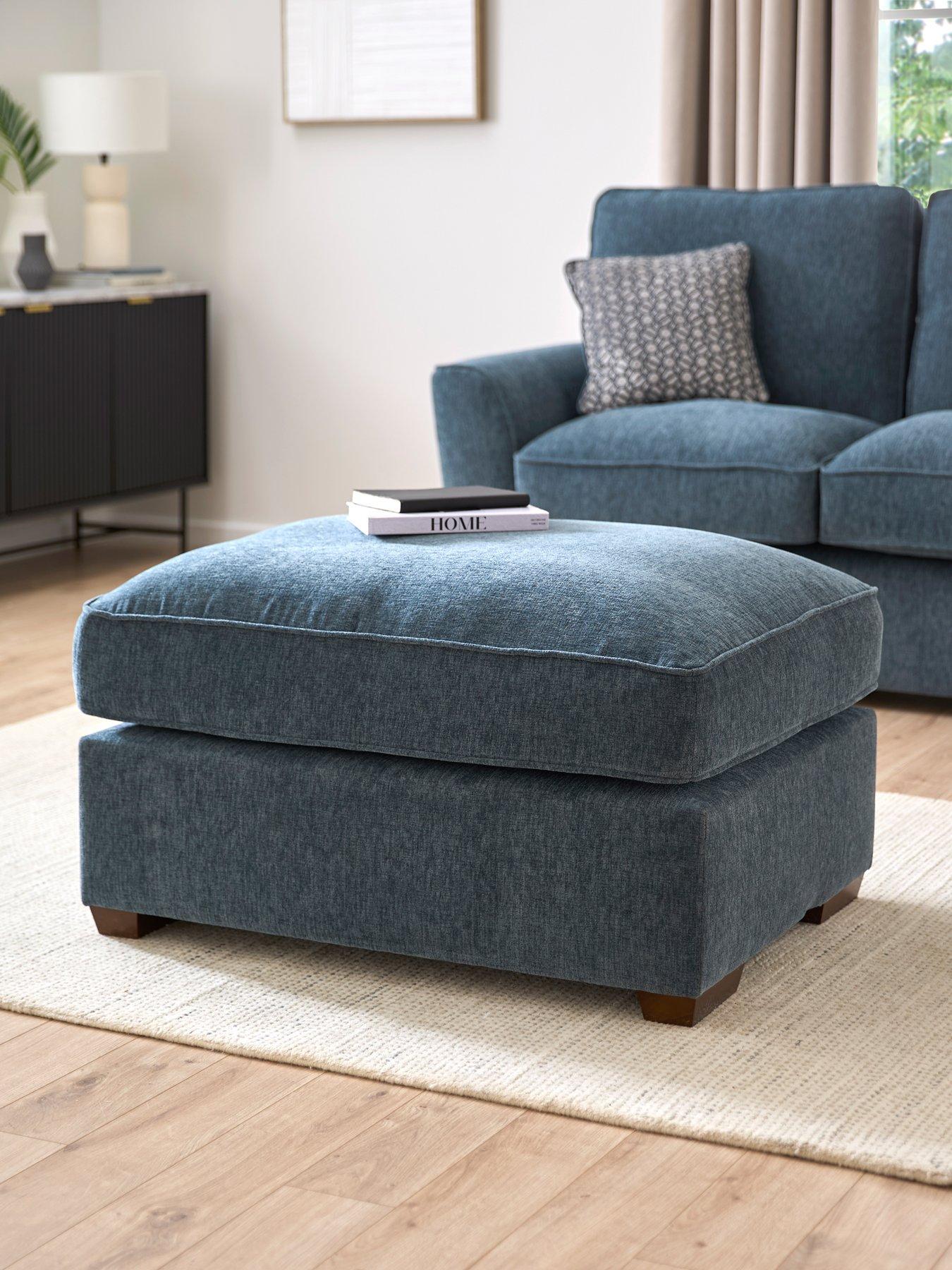 undefined Lucerne Large Fabric Footstool - Made to Order in the UK