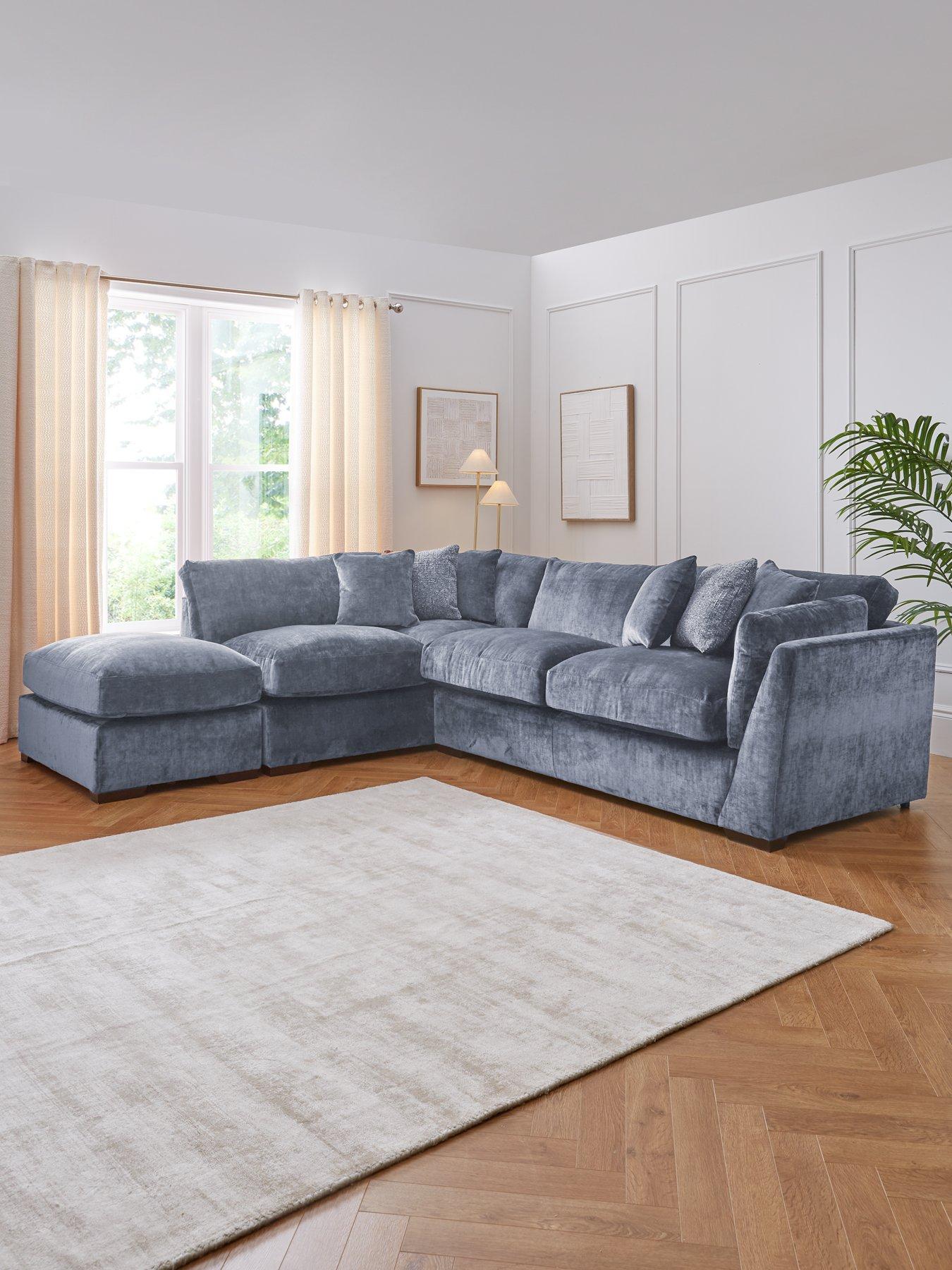 The Very Collection Caressa Fabric Left Hand Corner Chaise Sofa with Footstool