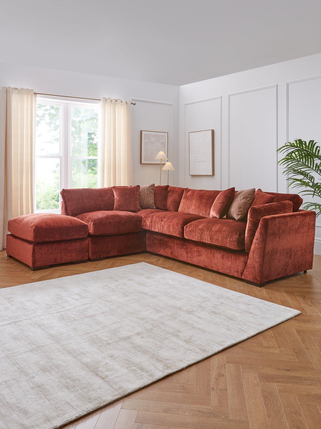 undefined Caressa Fabric Left Hand Corner Chaise Sofa with Footstool