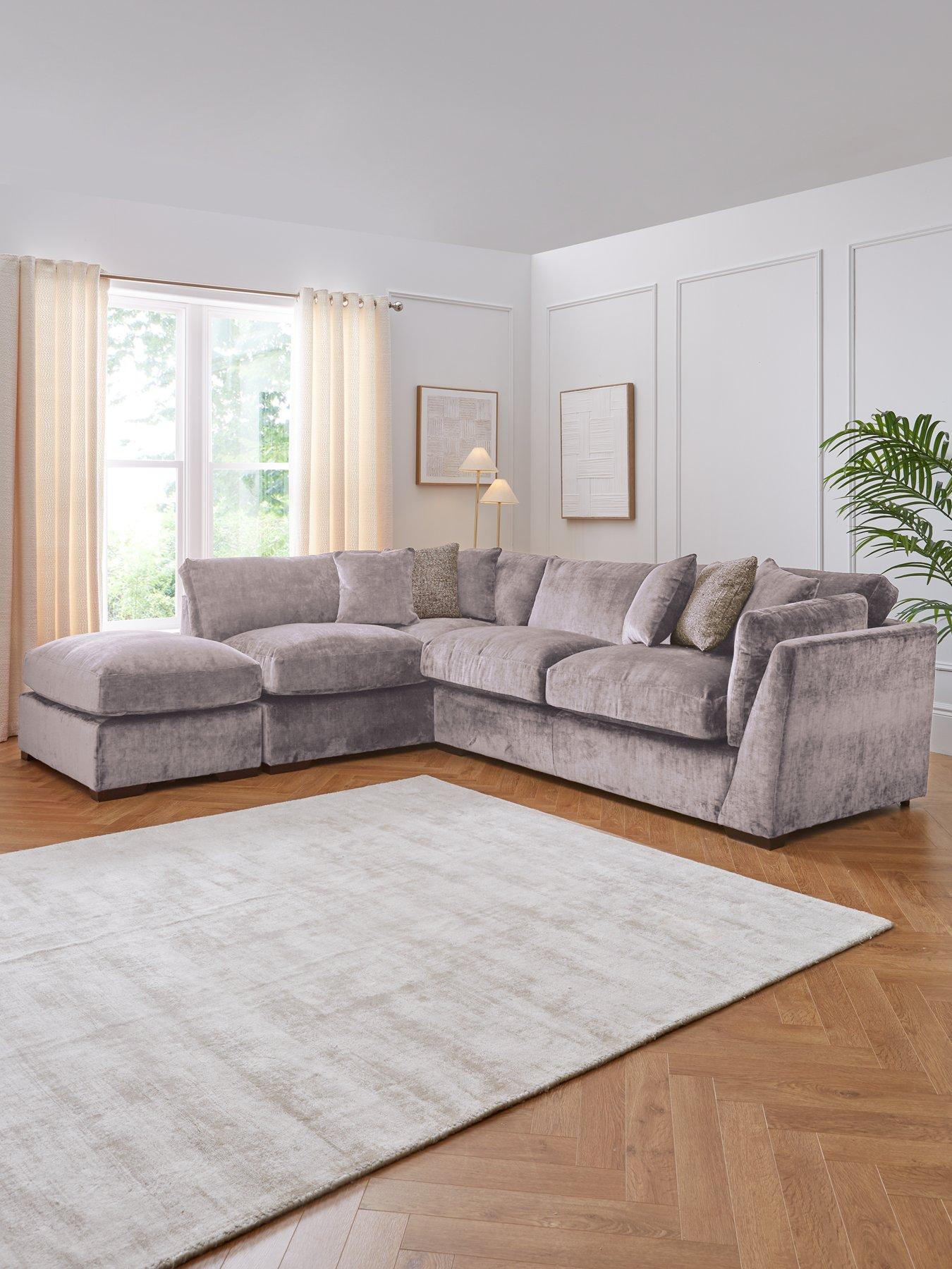 undefined Caressa Fabric Left Hand Corner Chaise Sofa with Footstool