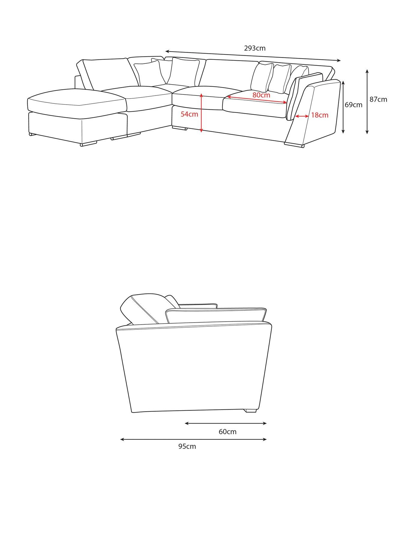 Image 7 of 7 of Very Home Caressa Fabric Left&nbsp;Hand Corner Chaise Sofa&nbsp;with Footstool