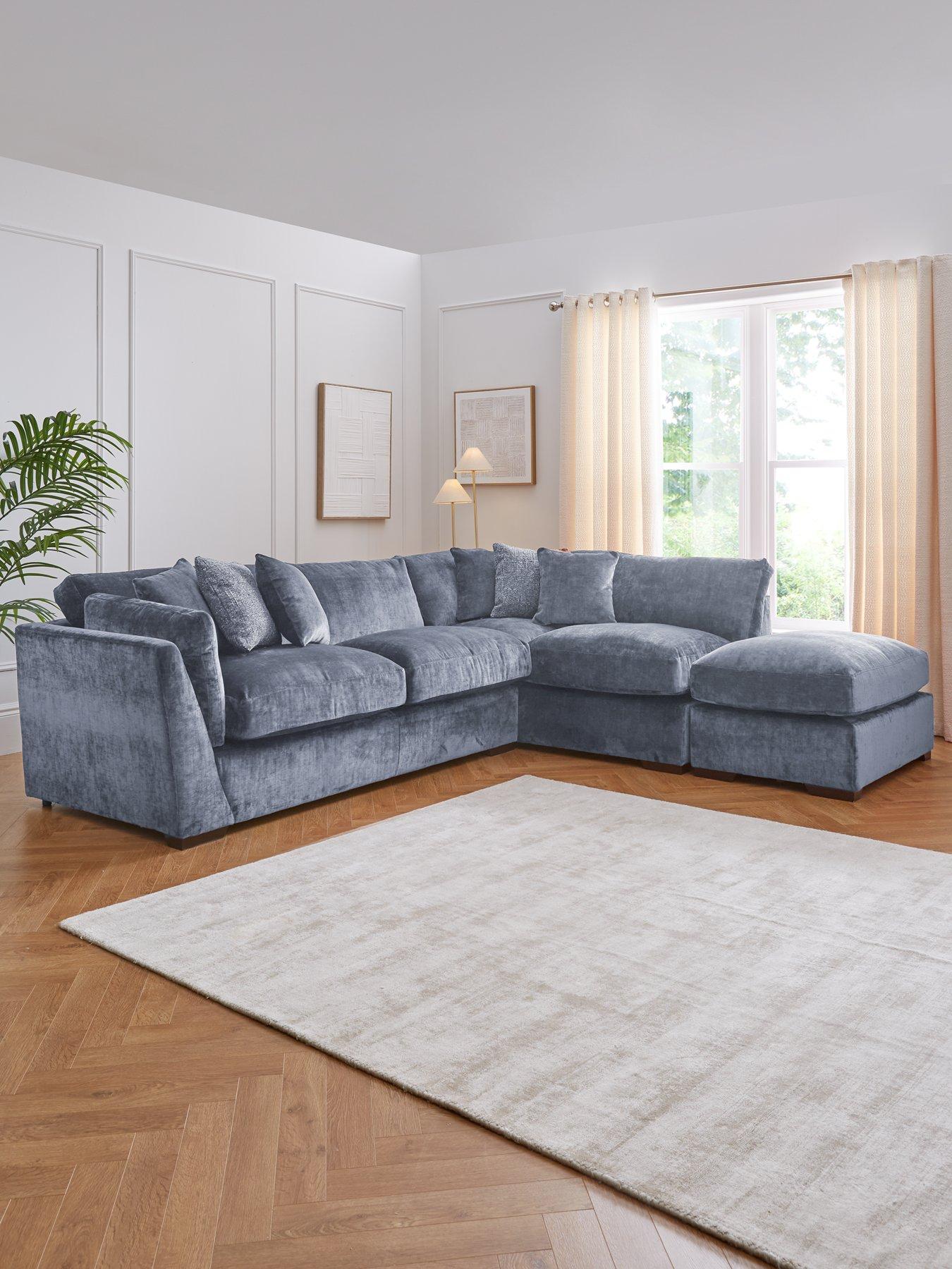 The Very Collection Caressa Fabric Right Hand Corner Chaise Sofa with Footstool