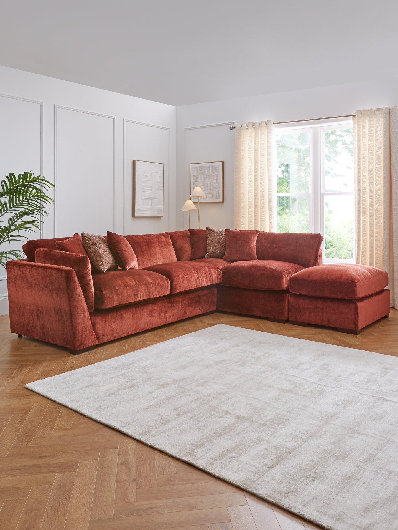 The Very Collection Caressa Fabric Right Hand Corner Chaise Sofa with Footstool