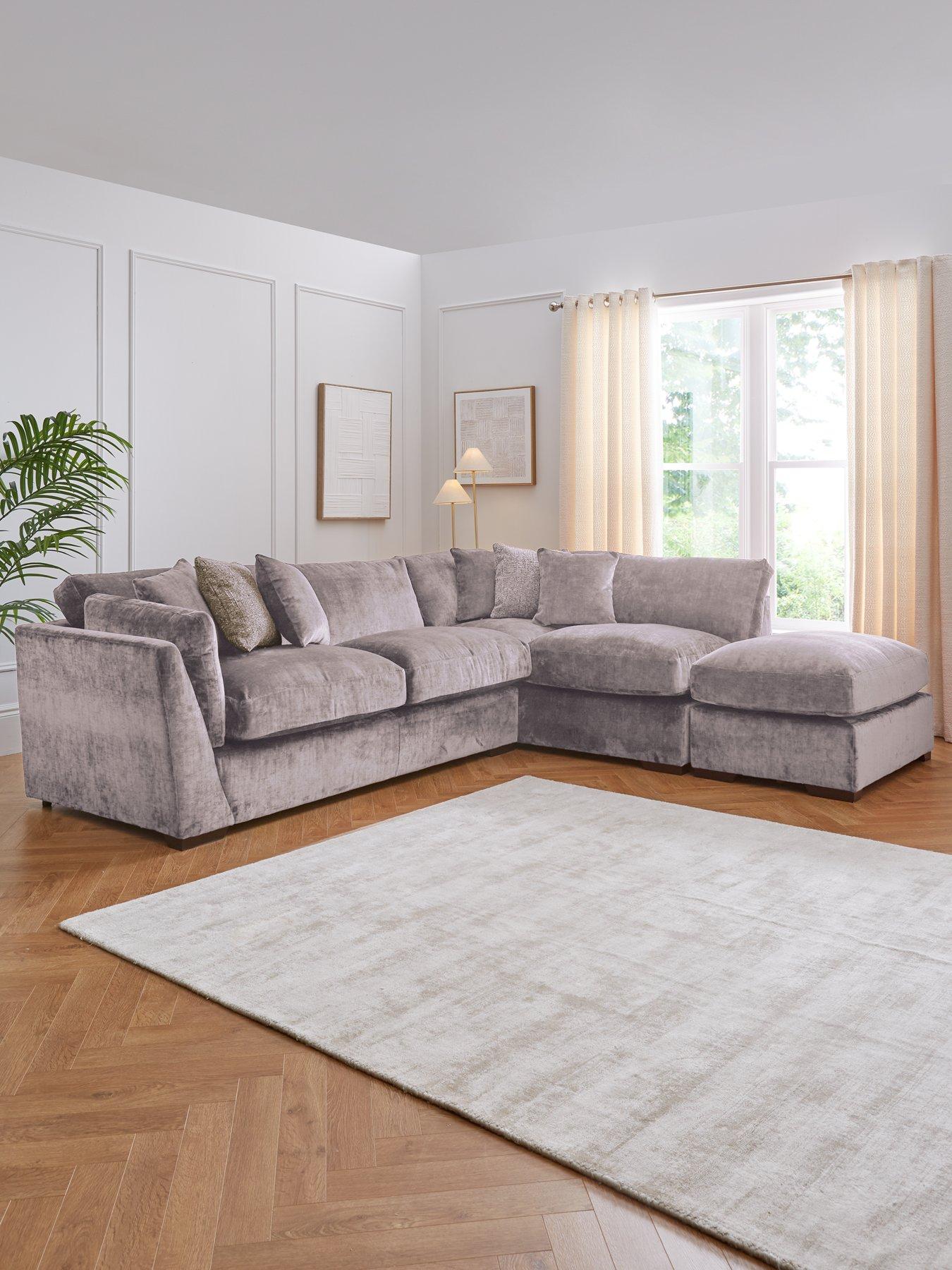 Very Home Caressa Fabric Right Hand Corner Chaise Sofa with Footstool