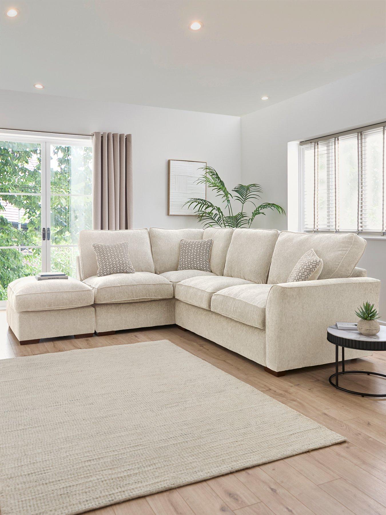 undefined Lucerne Left Hand Fabric Corner Chaise Sofa with Footstool - Made to Order in the UK