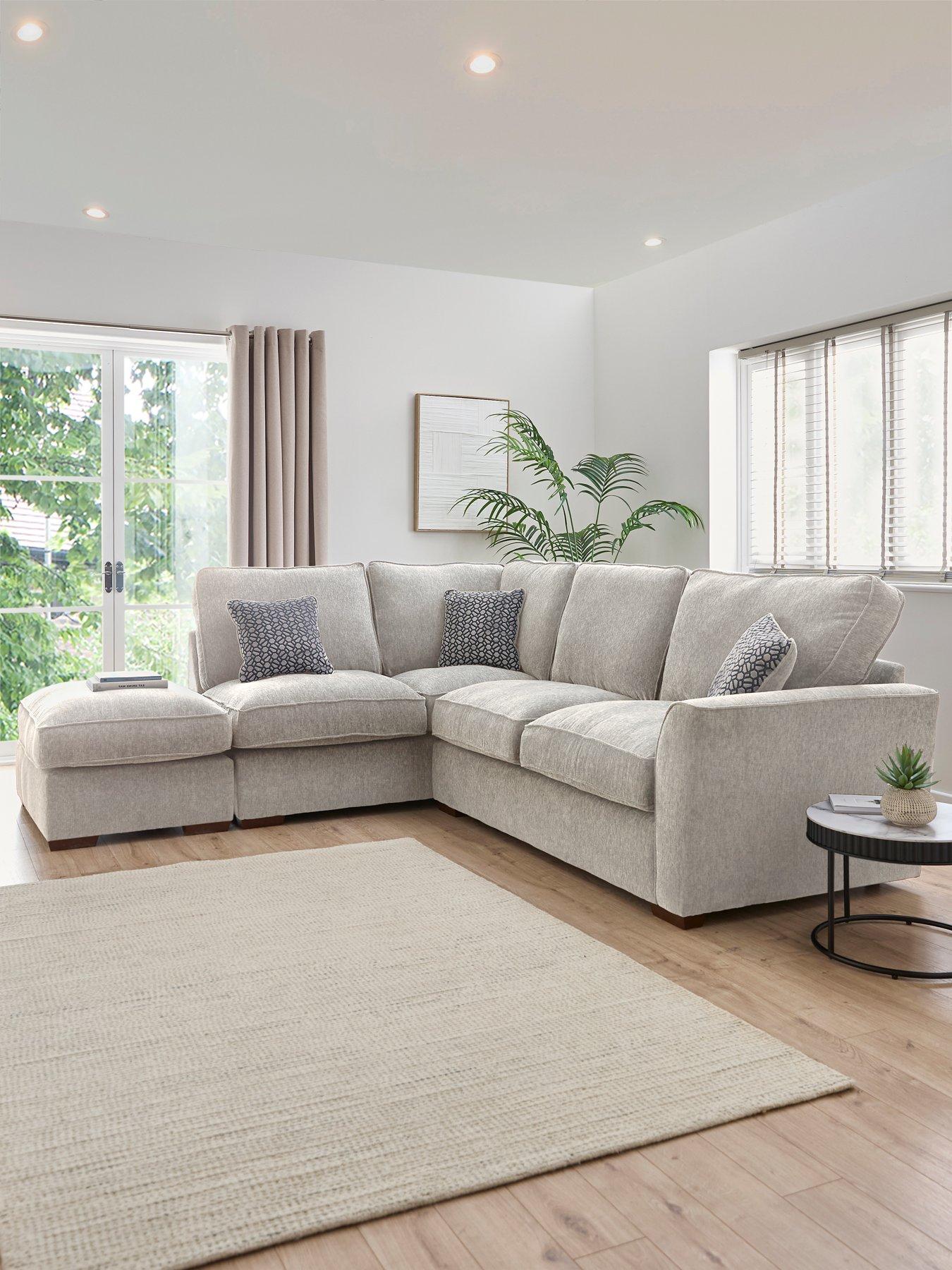 undefined Lucerne Left Hand Fabric Corner Chaise Sofa with Footstool - Made to Order in the UK