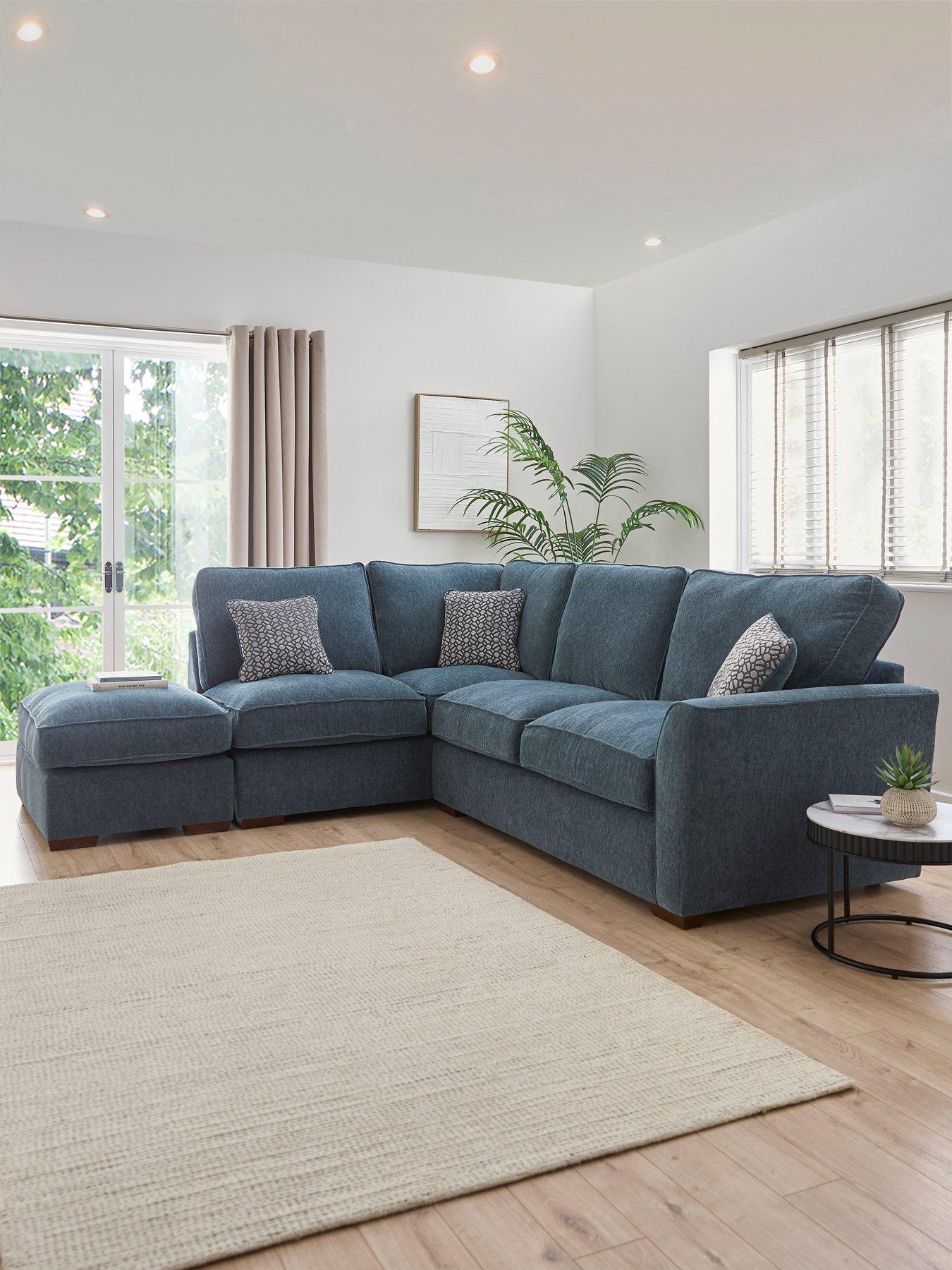 Image 1 of 7 of Very Home Lucerne Left Hand Fabric Corner Chaise Sofa with Footstool&nbsp;- Made to Order in the UK