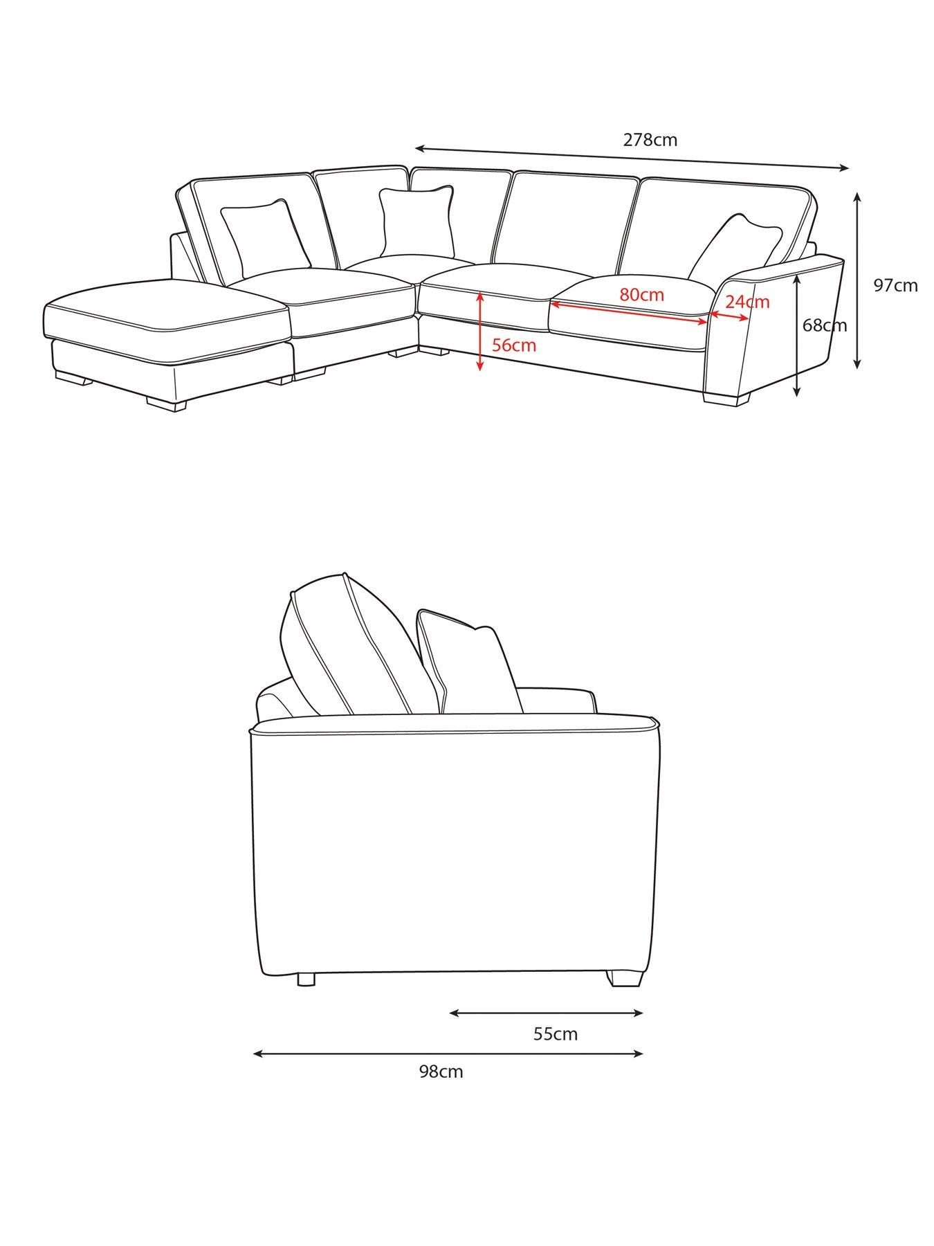 Image 7 of 7 of Very Home Lucerne Left Hand Fabric Corner Chaise Sofa with Footstool&nbsp;- Made to Order in the UK