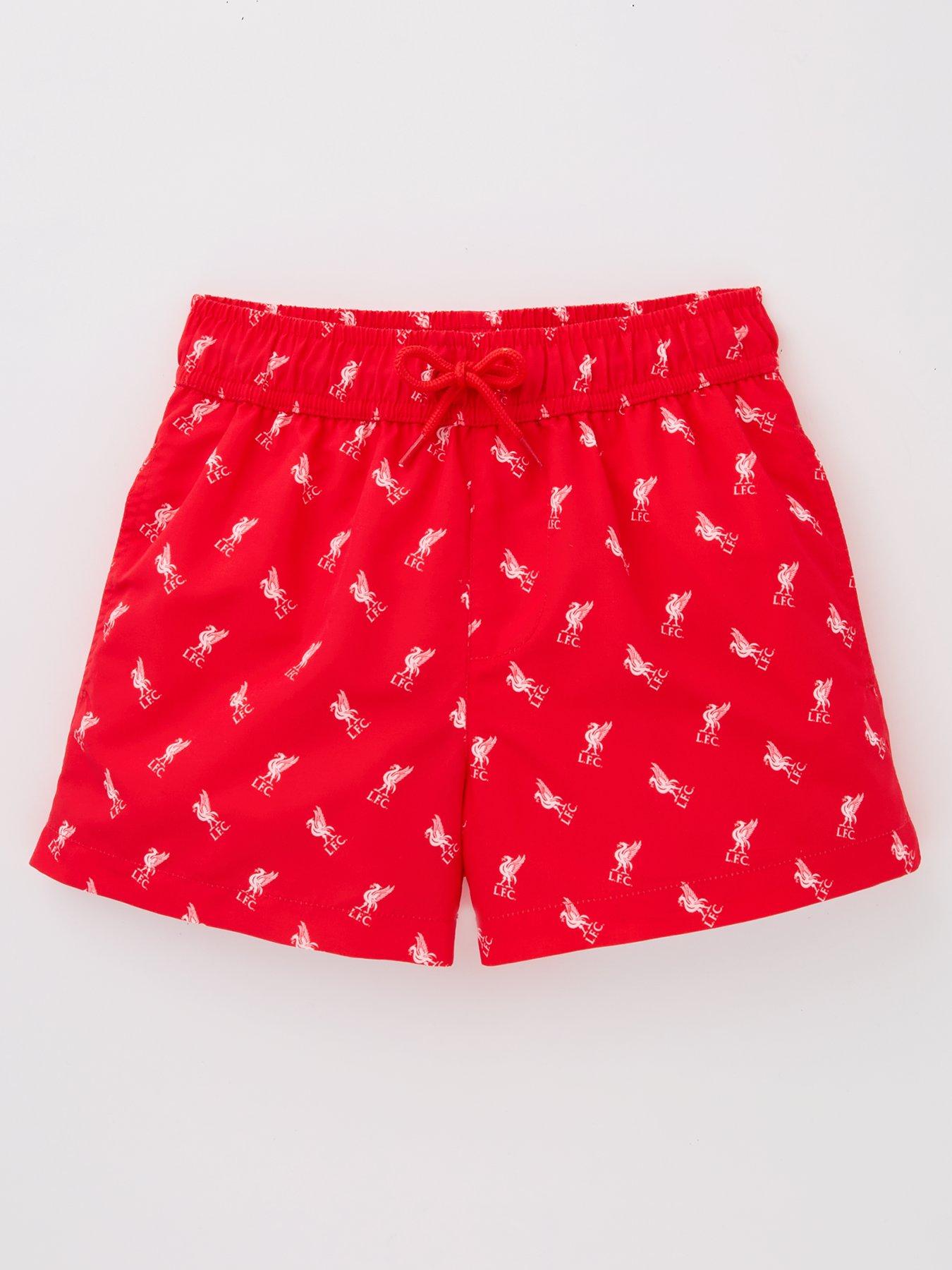 front image of liverpool-fc-lfc-all-over-print-swim-shorts-red