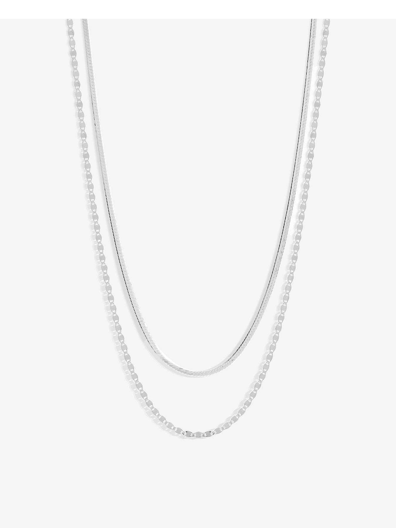 simply-silver-sterling-silver-925-polished-textured-double-chain-necklace