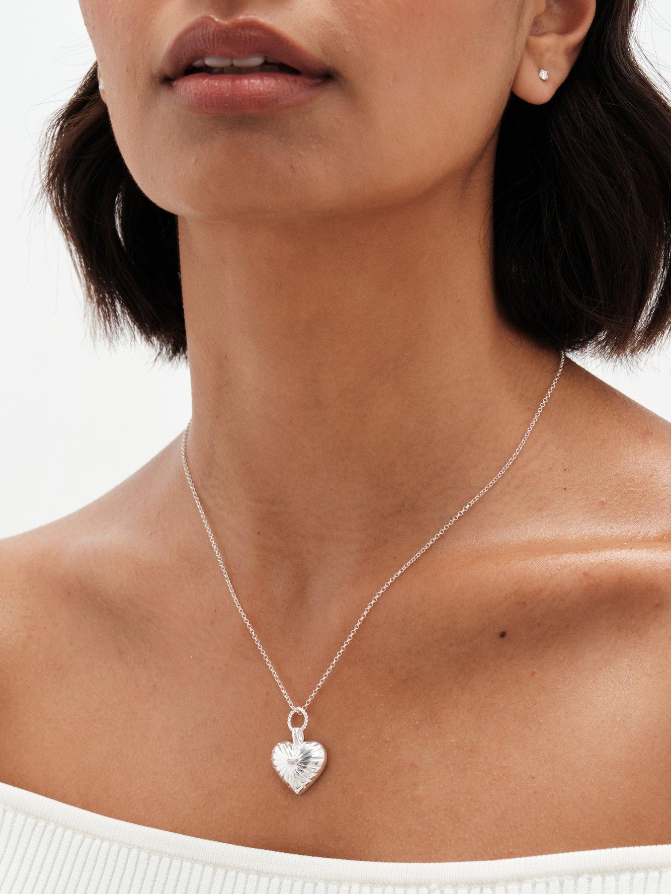  image of simply-silver-sterling-silver-925-ridged-heart-pendant