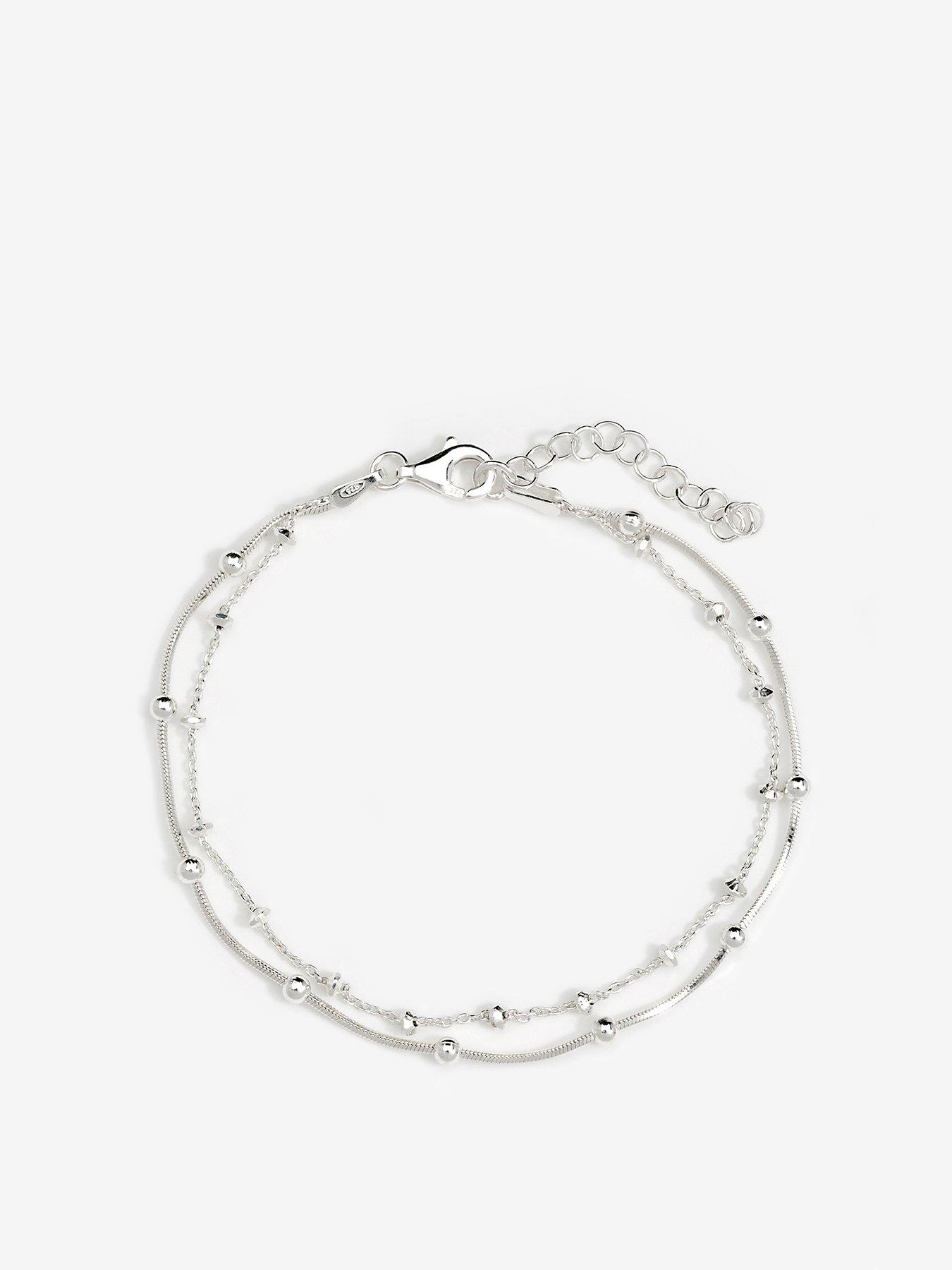 undefined Sterling Silver 925 Polished Double Row Ball Chain Bracelet