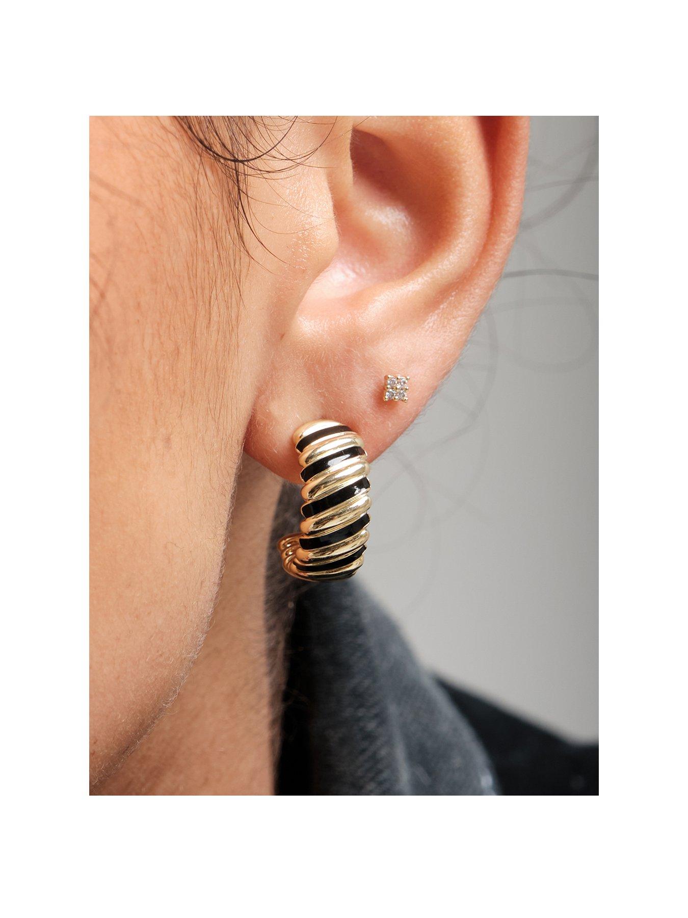 Inicio Gold Plated Mini Crystal Diamond Shape Stud Earrings