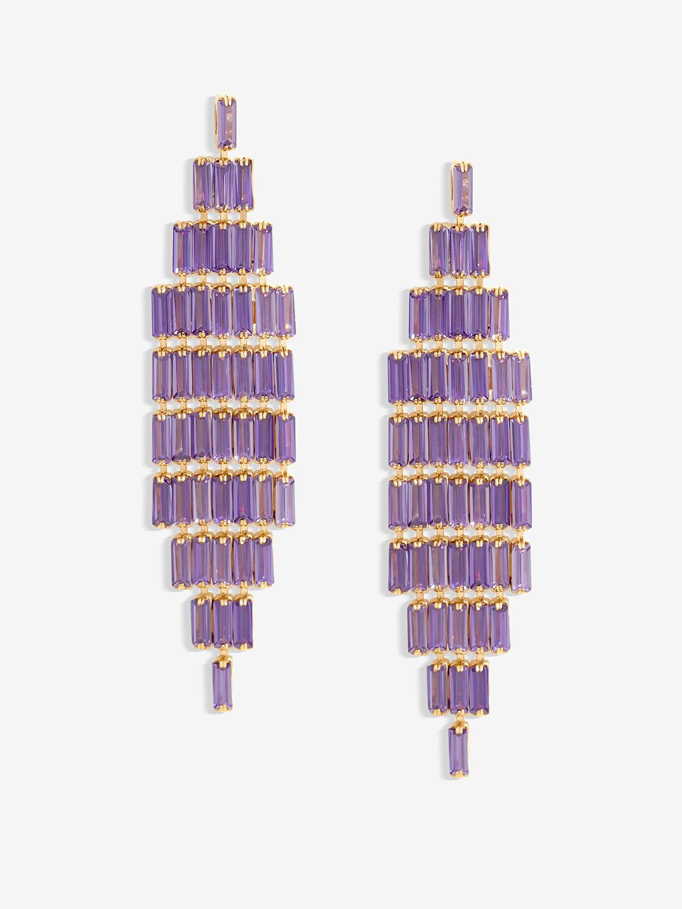 undefined Amethyst Statement Earrings