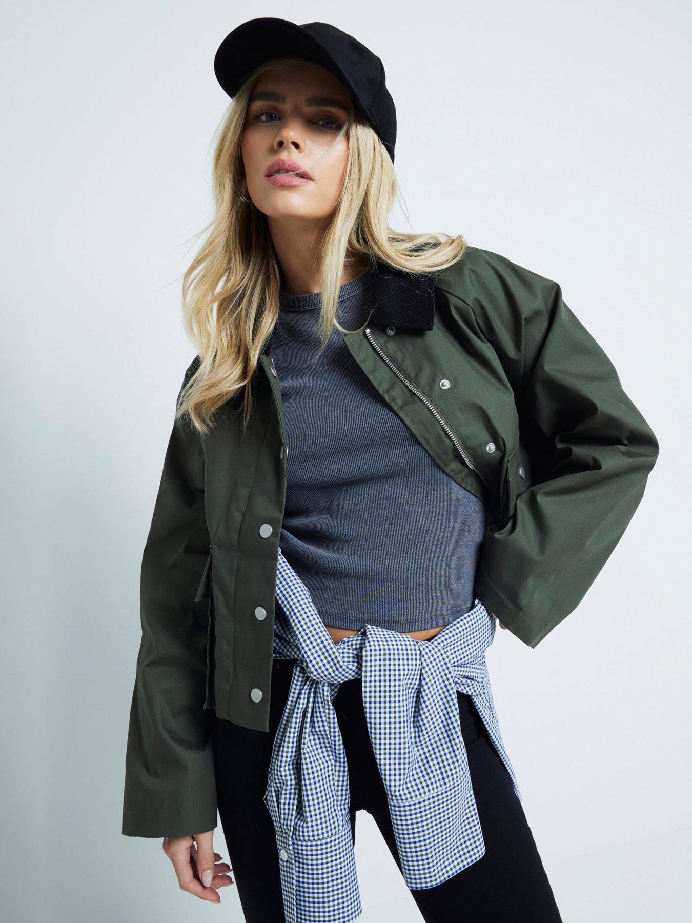 RI Petite Petite Waxed Wax Jacket Khaki Littlewoods