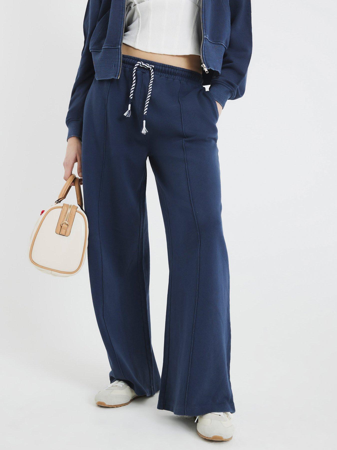 undefined Washed Wide Leg Jogger - Dark Blue