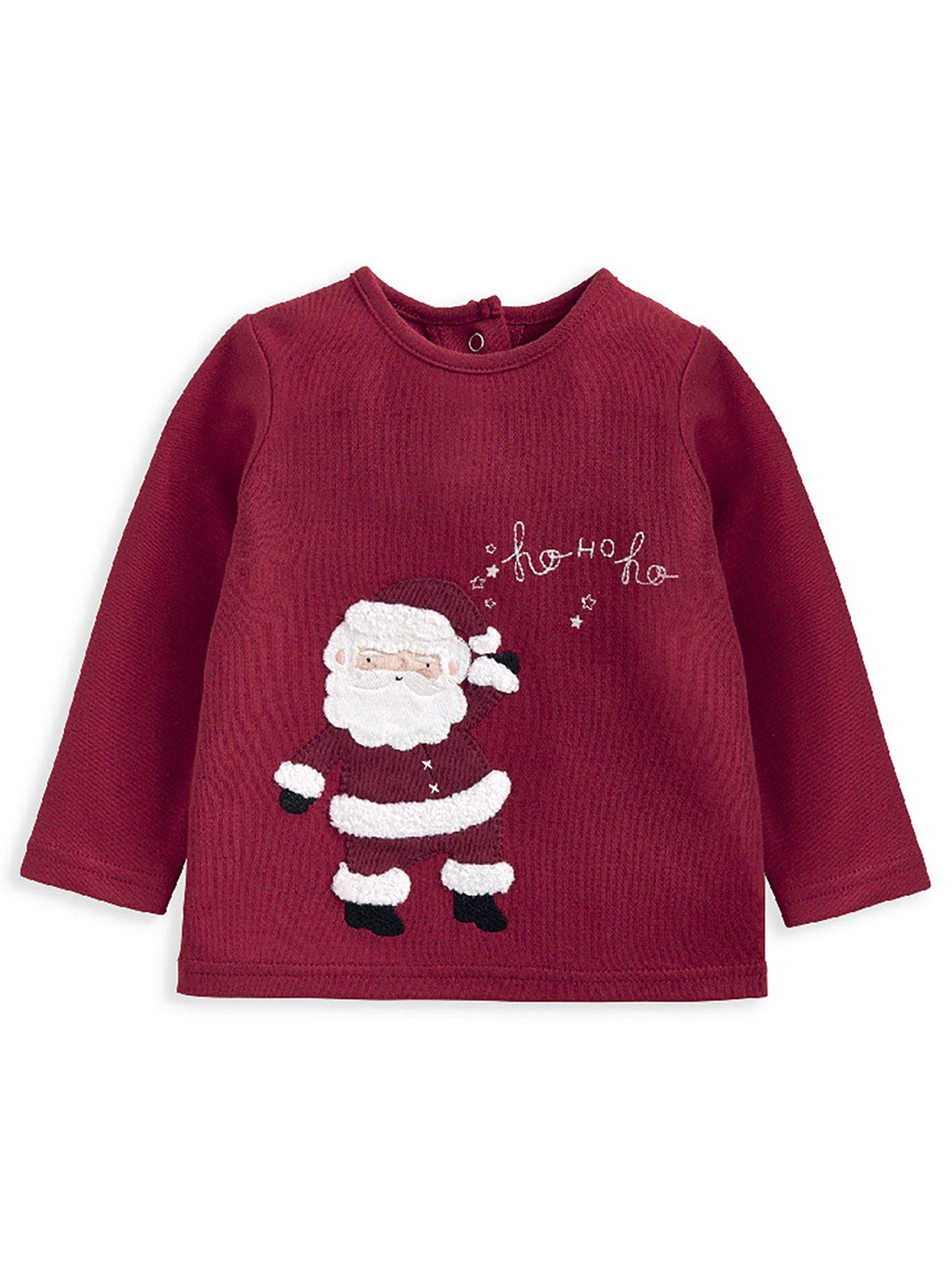 Image 3 of 4 of Mamas & Papas Baby Unisex Santa Christmas Jersey Pyjamas - Red
