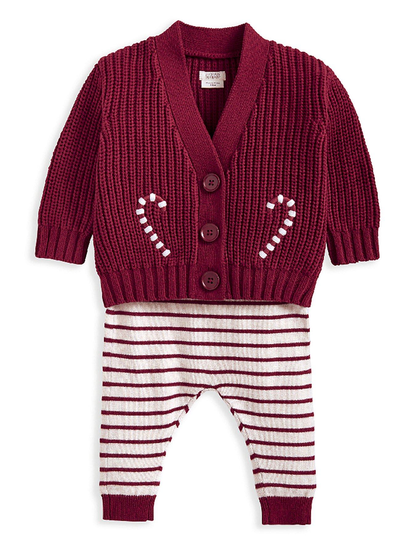 Mamas & Papas Baby Unisex 2 Piece Ho Ho Ho Christmas Cardigan & Leggings Set - Red