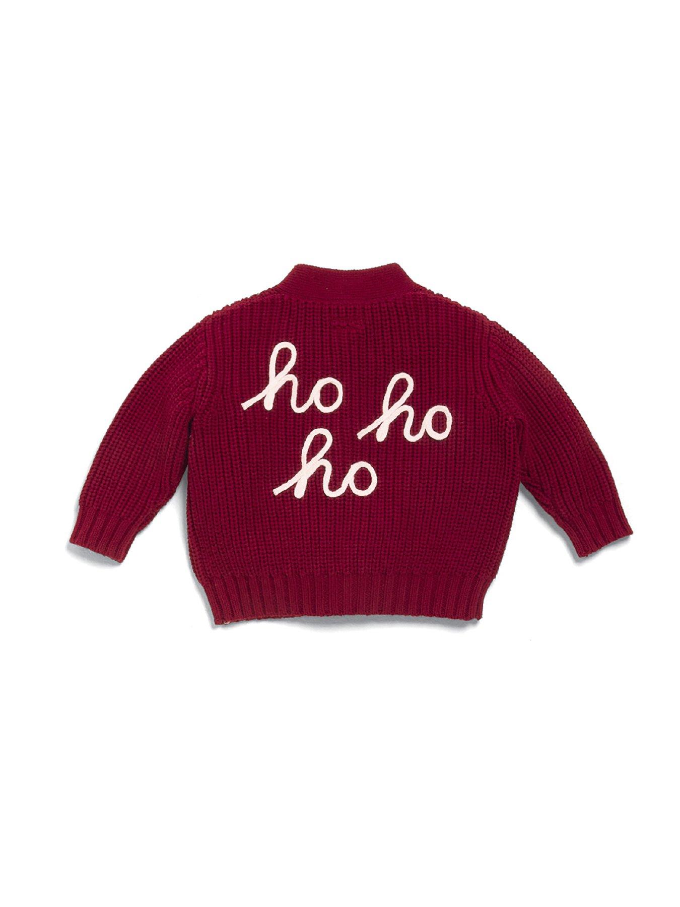  image of mamas-papas-baby-unisex-2-piece-ho-ho-ho-christmas-cardigan-amp-leggings-set-red