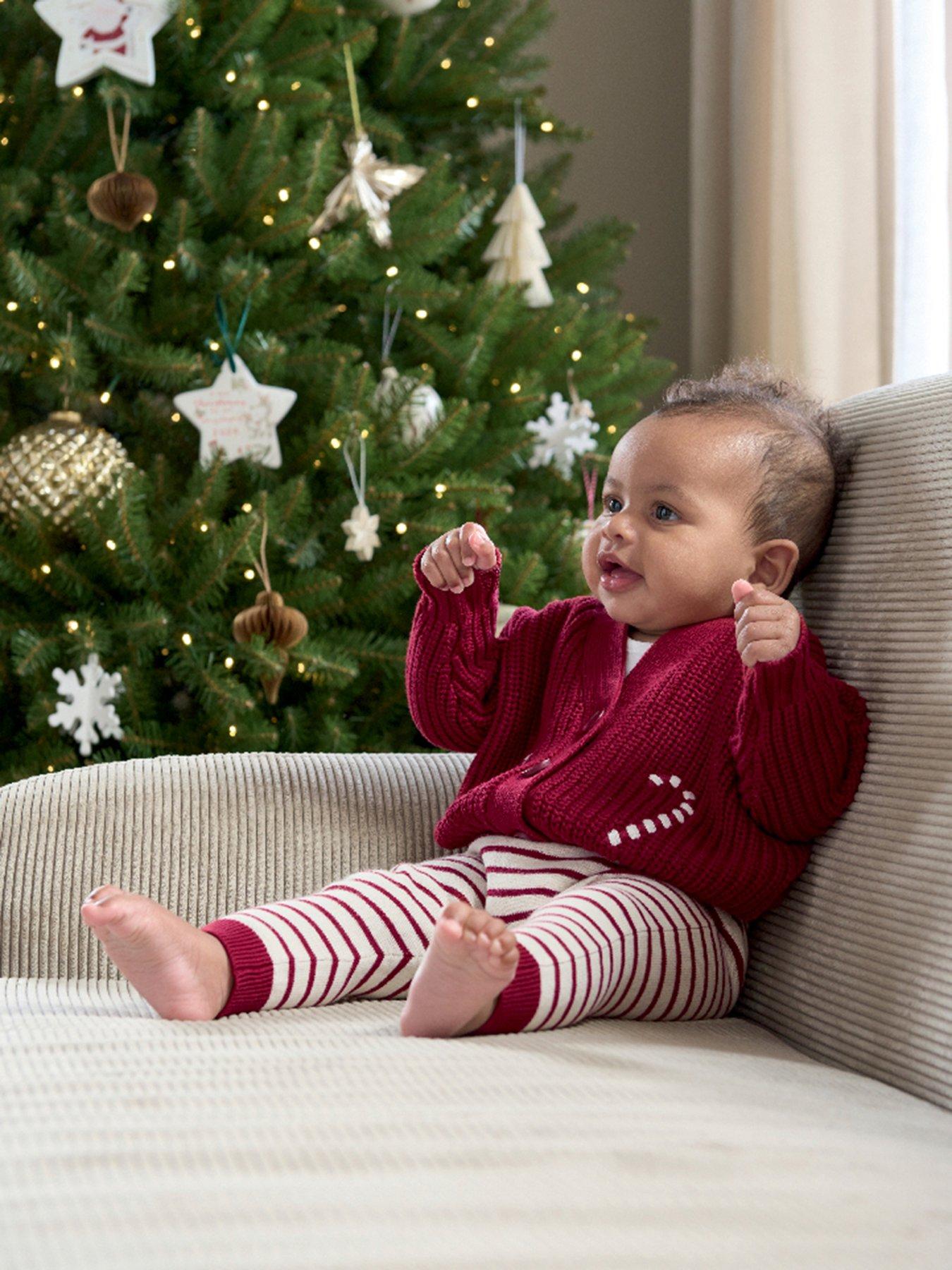  image of mamas-papas-baby-unisex-2-piece-ho-ho-ho-christmas-cardigan-amp-leggings-set-red