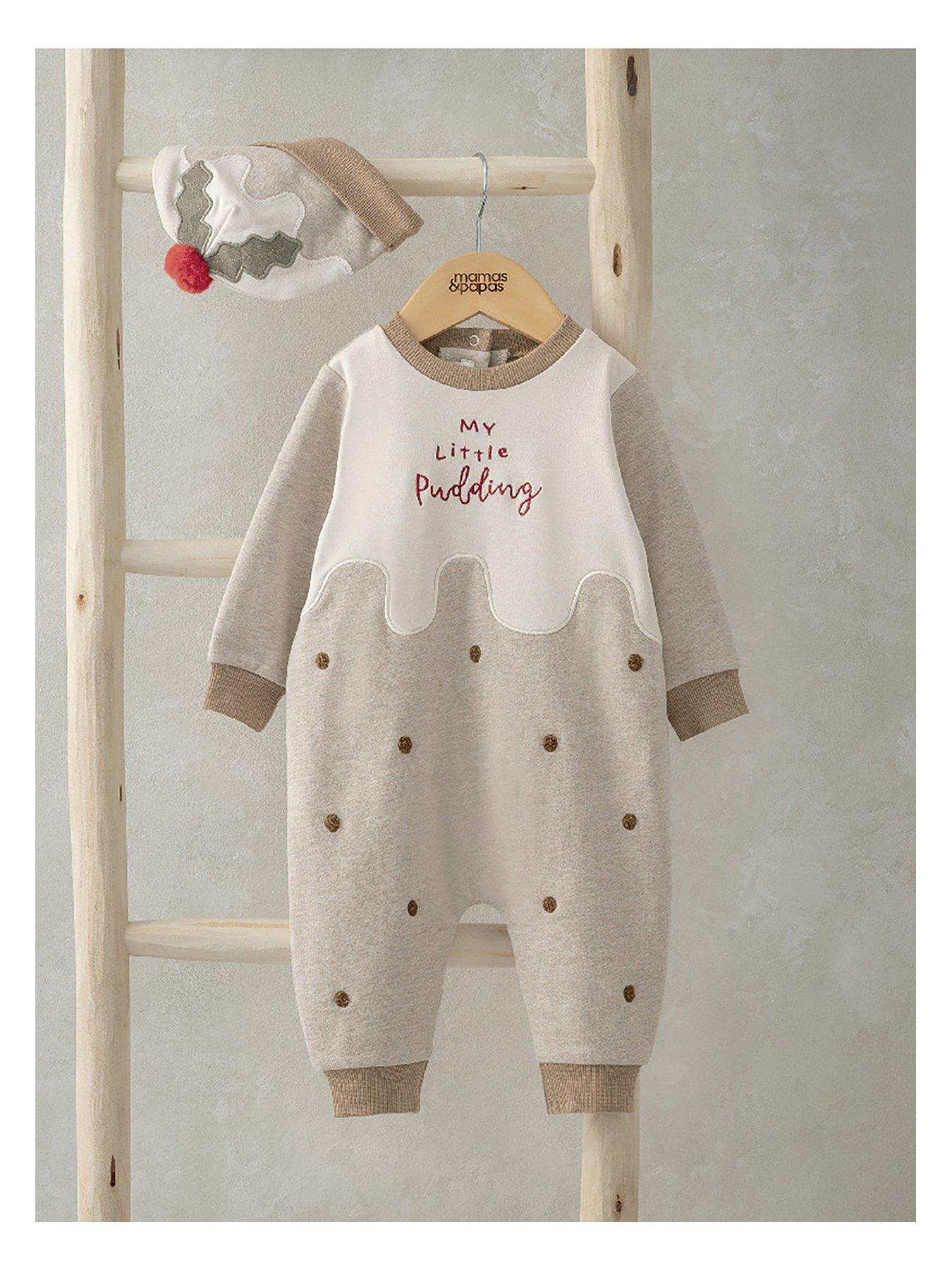Image 3 of 3 of Mamas & Papas Baby Unisex 2 Piece Little Pudding Christmas Romper &amp; Hat Set - Multi