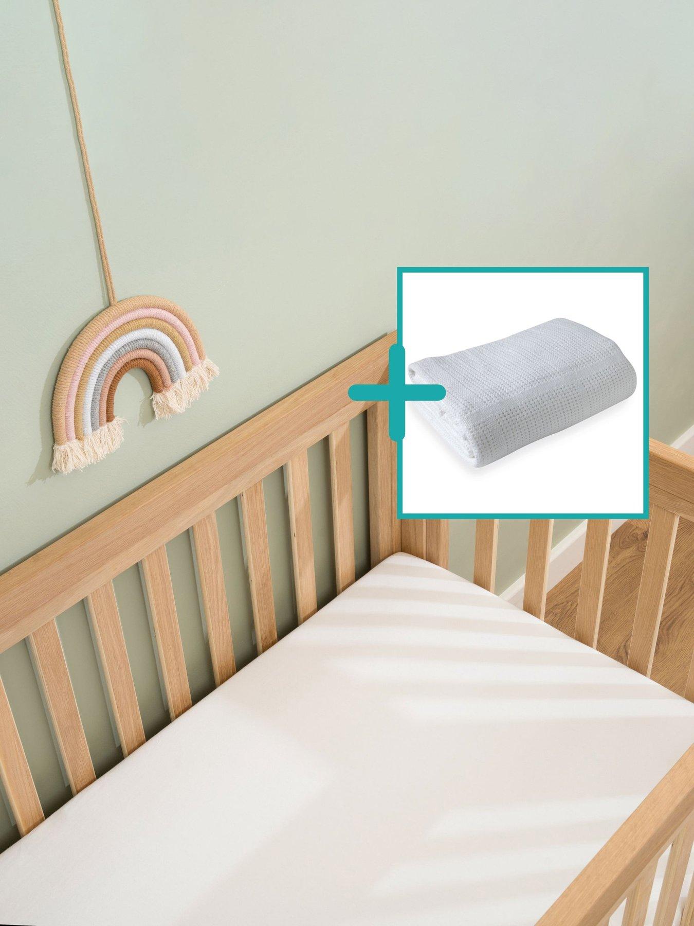 undefined Cot Bed Sheets  &  Cellular Blanket - White
