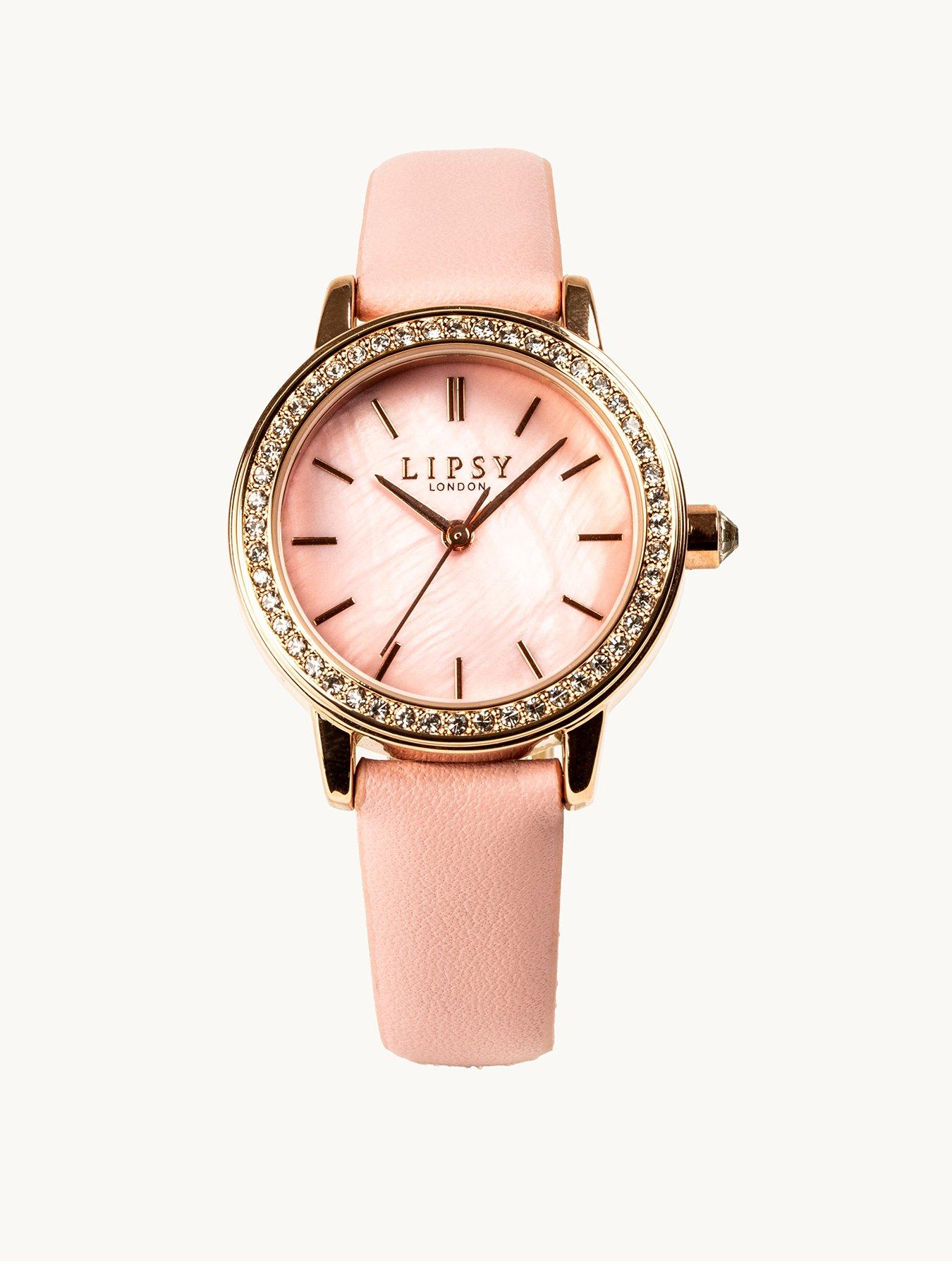 undefined Nude Strap Diamante Face Watch