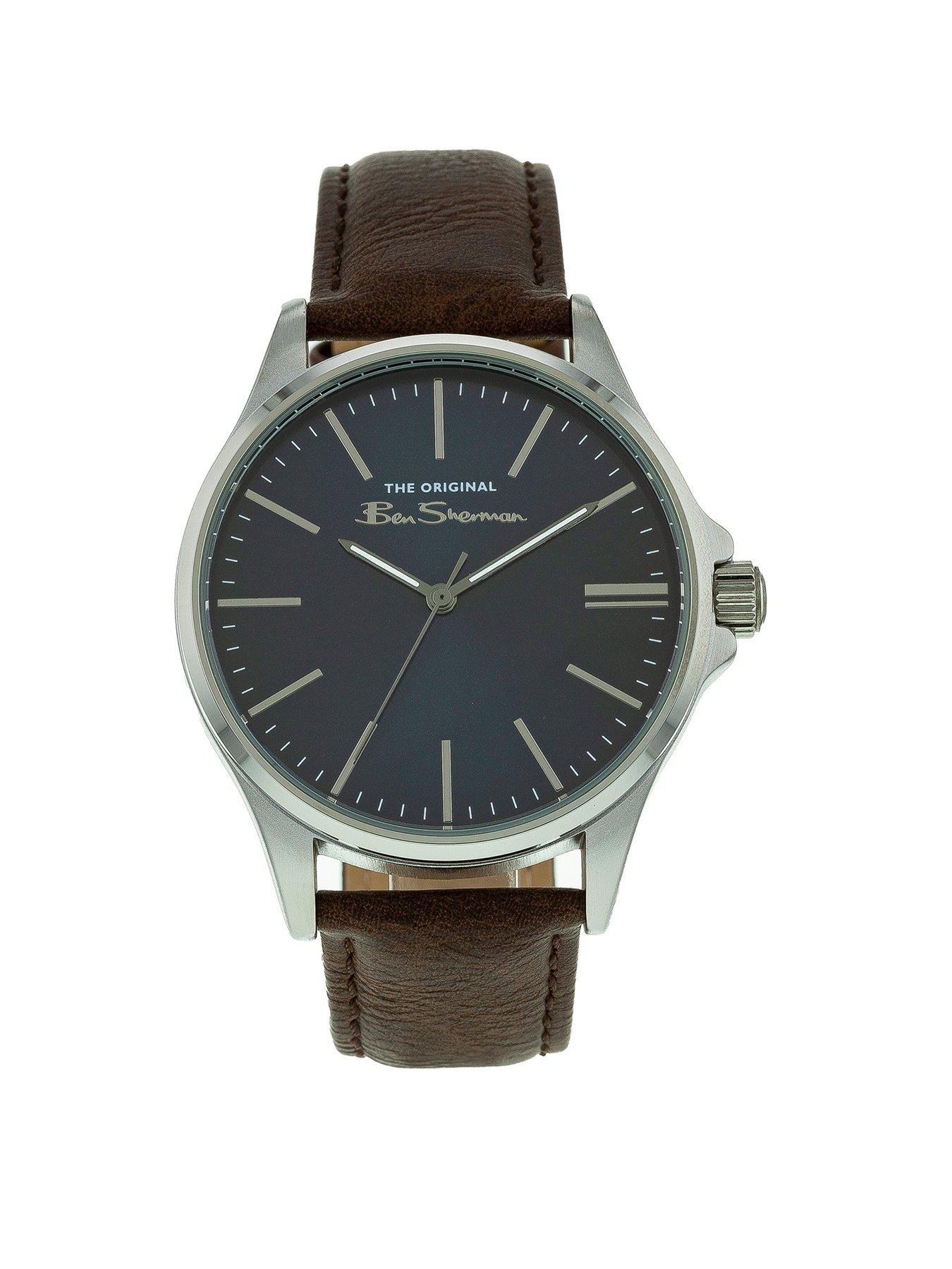  image of ben-sherman-brown-pu-strap-watch-with-dark-navy-dialnbsp