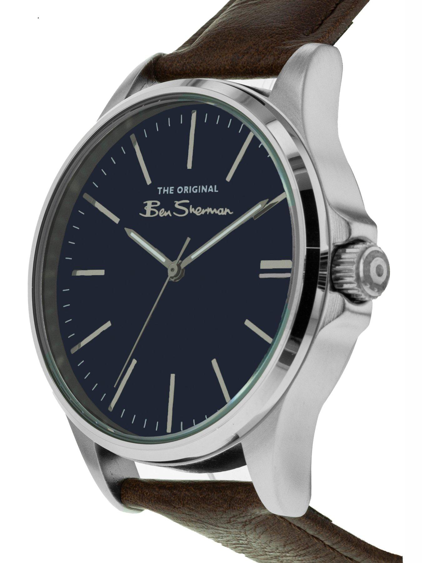  image of ben-sherman-brown-pu-strap-watch-with-dark-navy-dialnbsp
