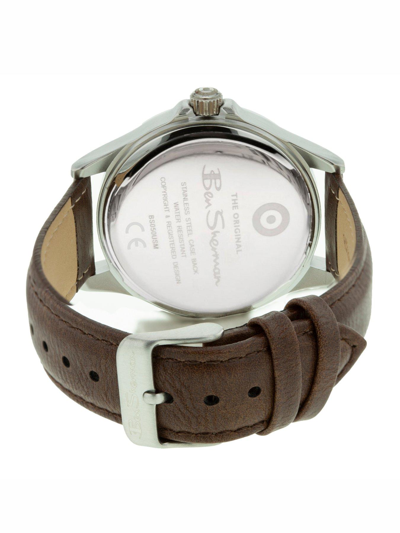  image of ben-sherman-brown-pu-strap-watch-with-dark-navy-dialnbsp