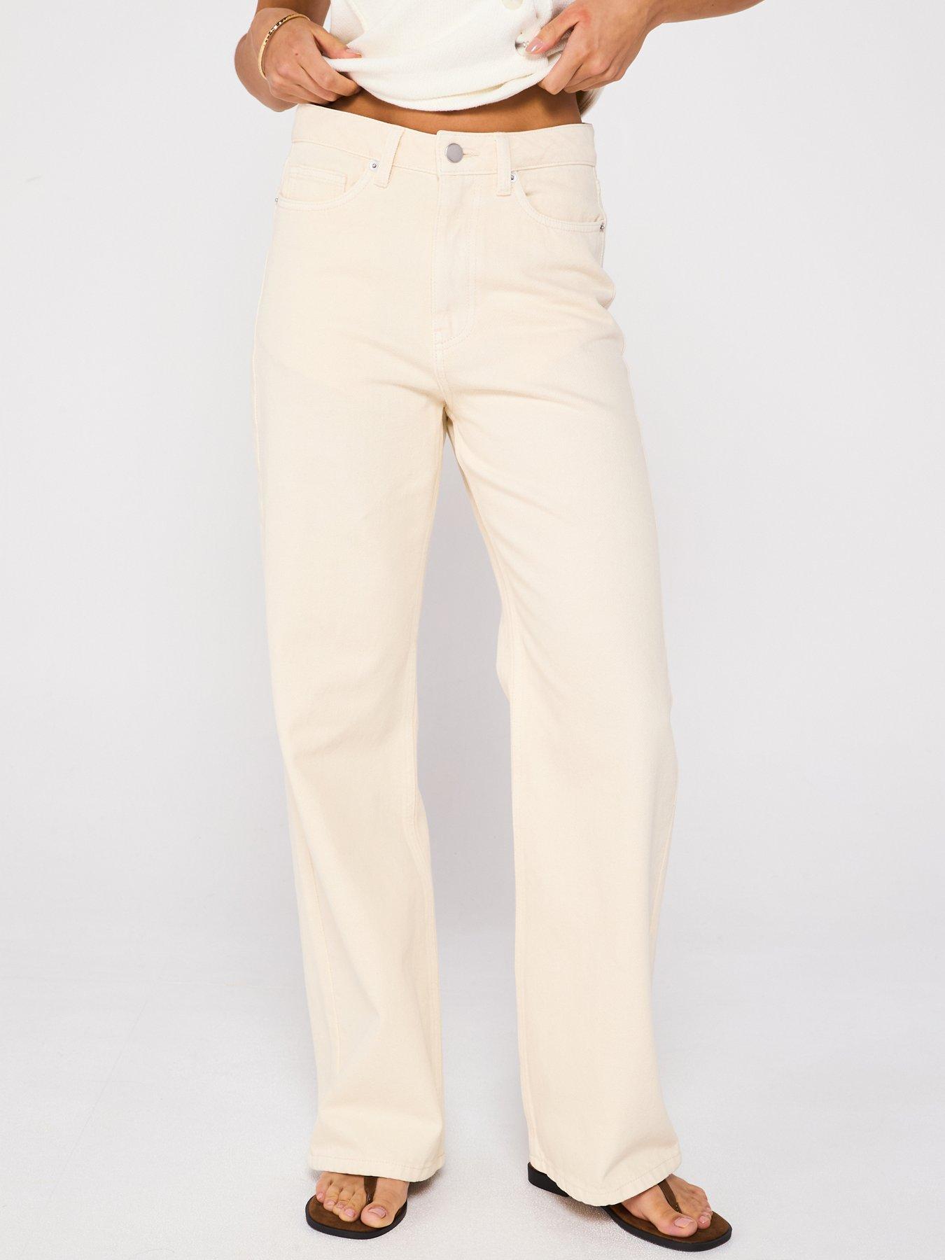 V by Very High Rise Wide Jeans - Ecru