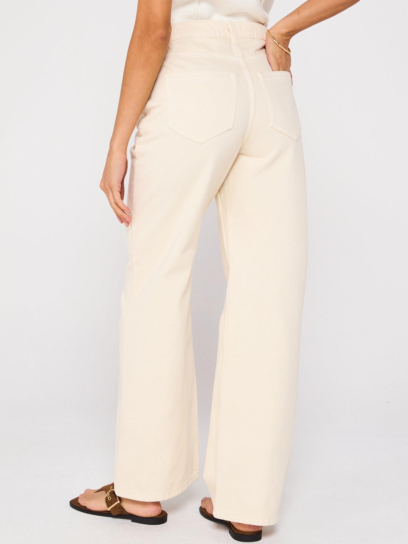 stillFront image of v-by-very-high-rise-wide-jeans-ecru