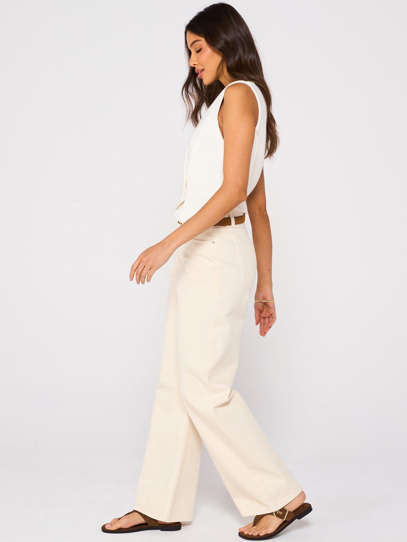  image of v-by-very-high-rise-wide-jeans-ecru
