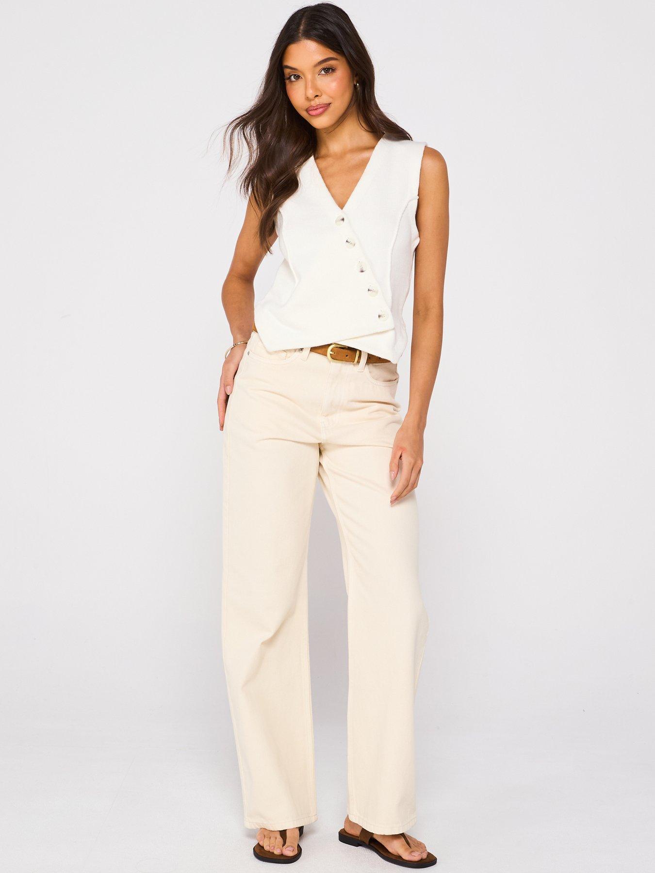  image of v-by-very-high-rise-wide-jeans-ecru