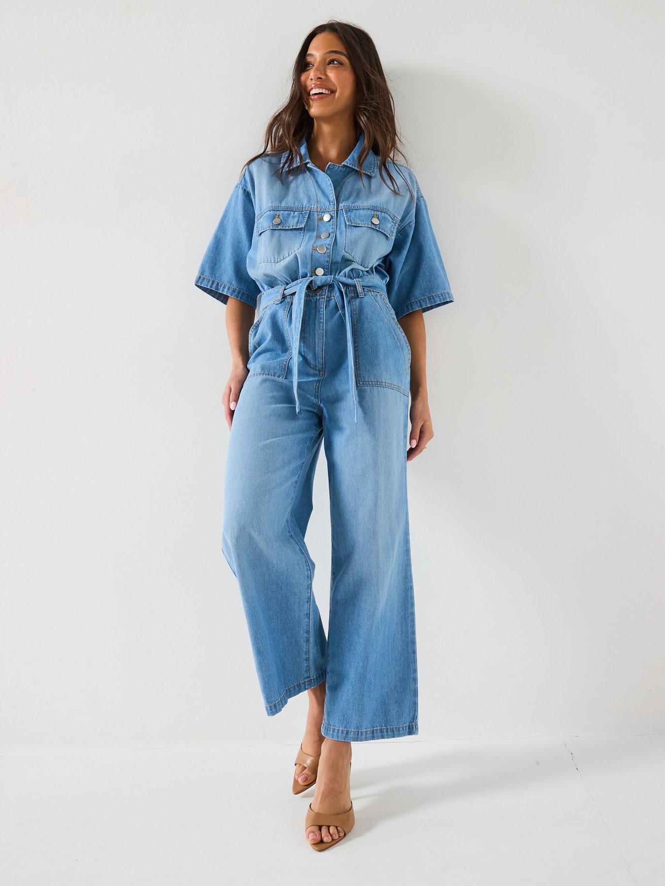 v-by-very-revere-collar-denim-jumpsuit-mid-wash