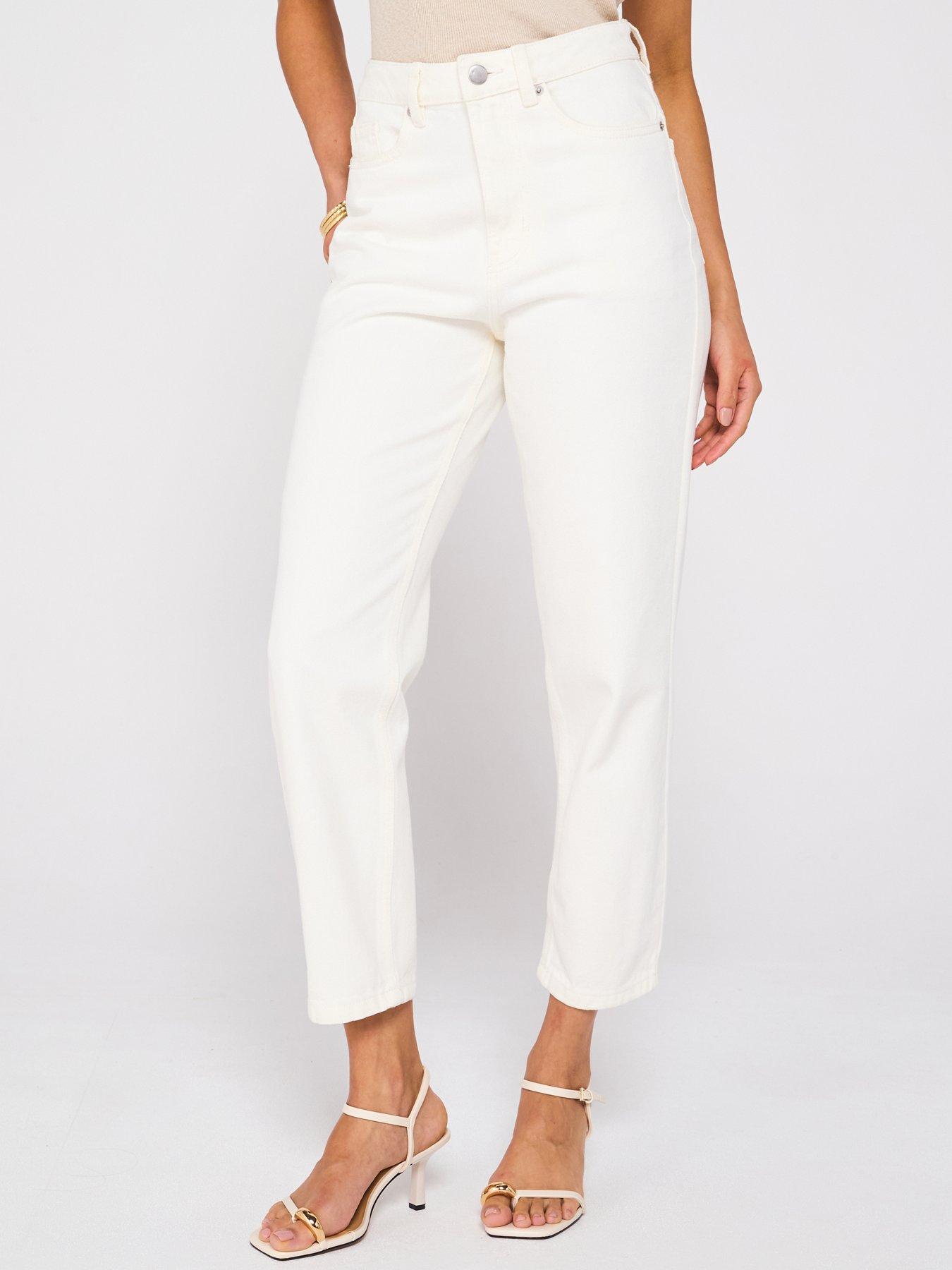 V by Very High Waist Mom Jeans - Ecru