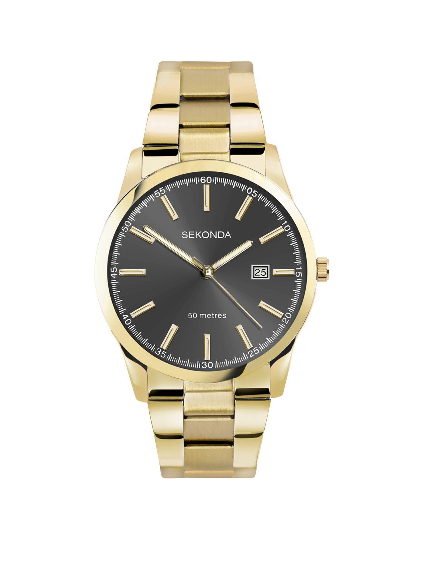 undefined Mens Taylor Gold Stainless Steel Bracelet with Grey Dial Analogue Watch