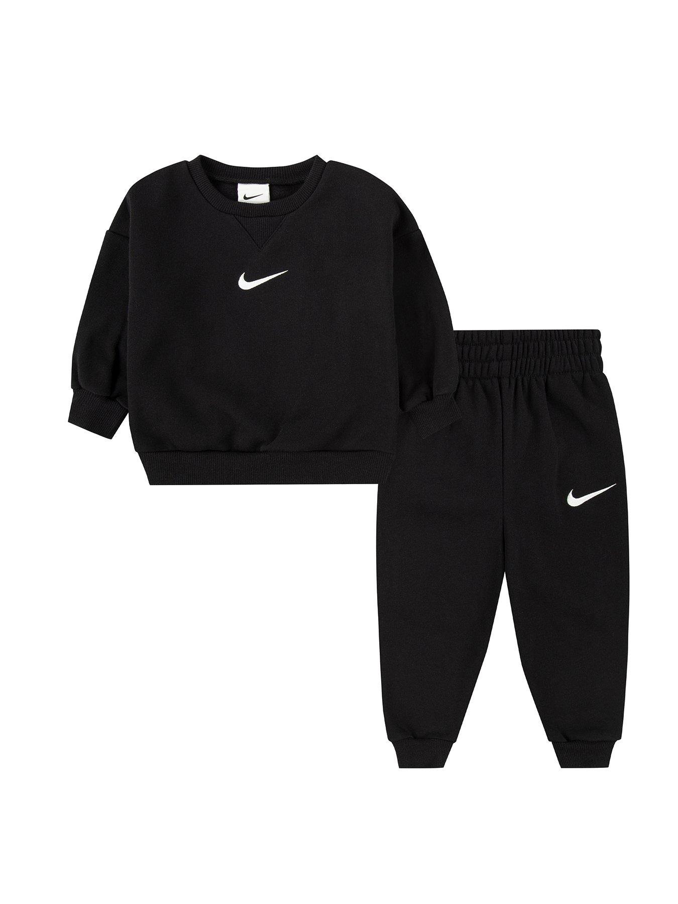 Nike Infants Essential Fleece Crew Tracksuit Black Littlewoods