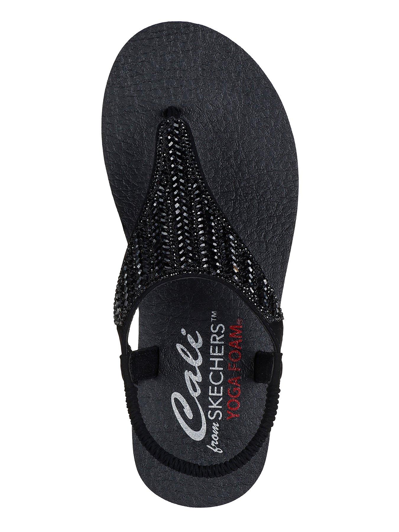  image of skechers-meditation-glamorous-muse-oval-gem-sling-back-sandal-black-mitobuckrhinestone-trim
