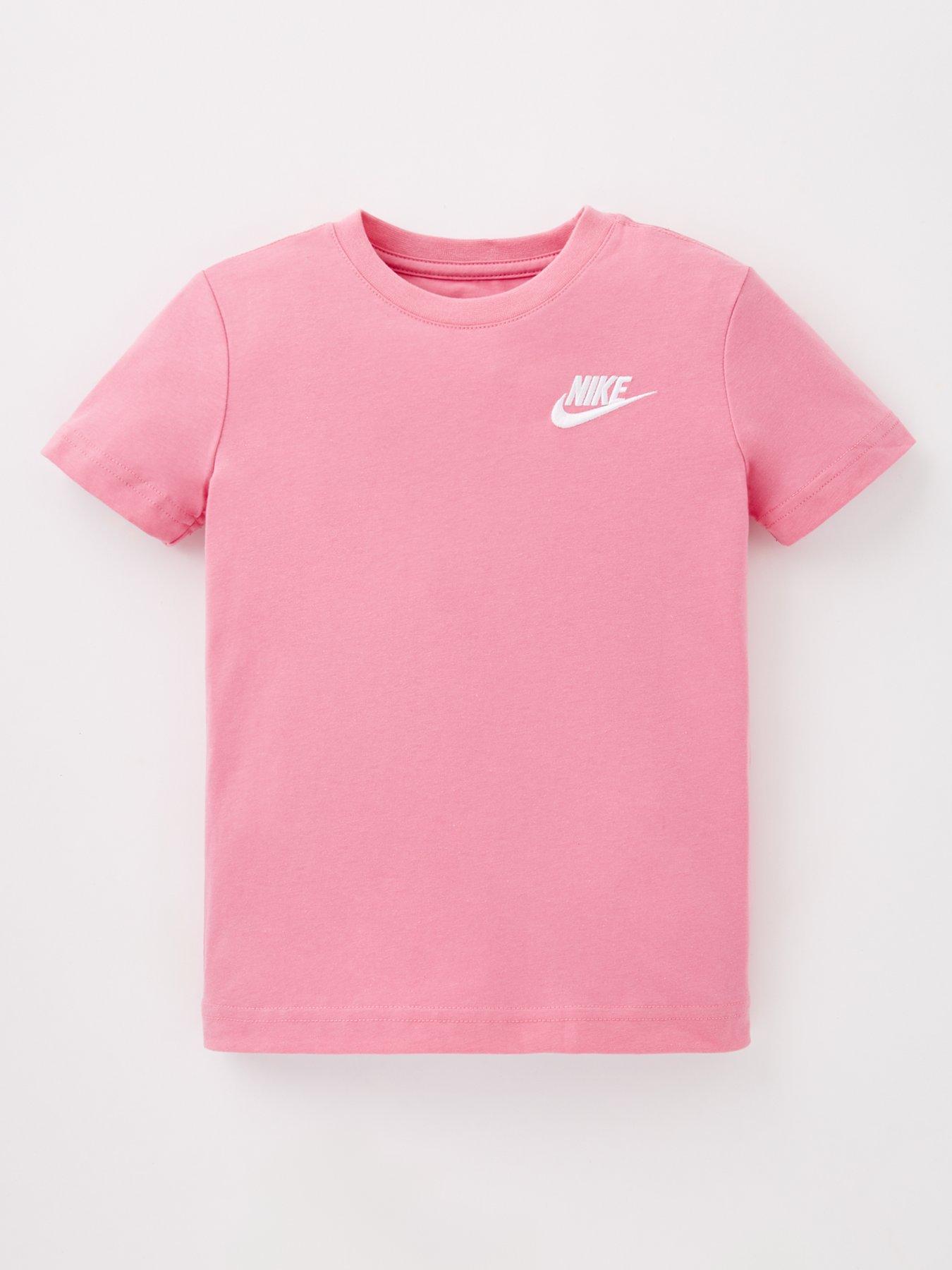 image of nike-kids-embroidered-futura-t-shirt-pink