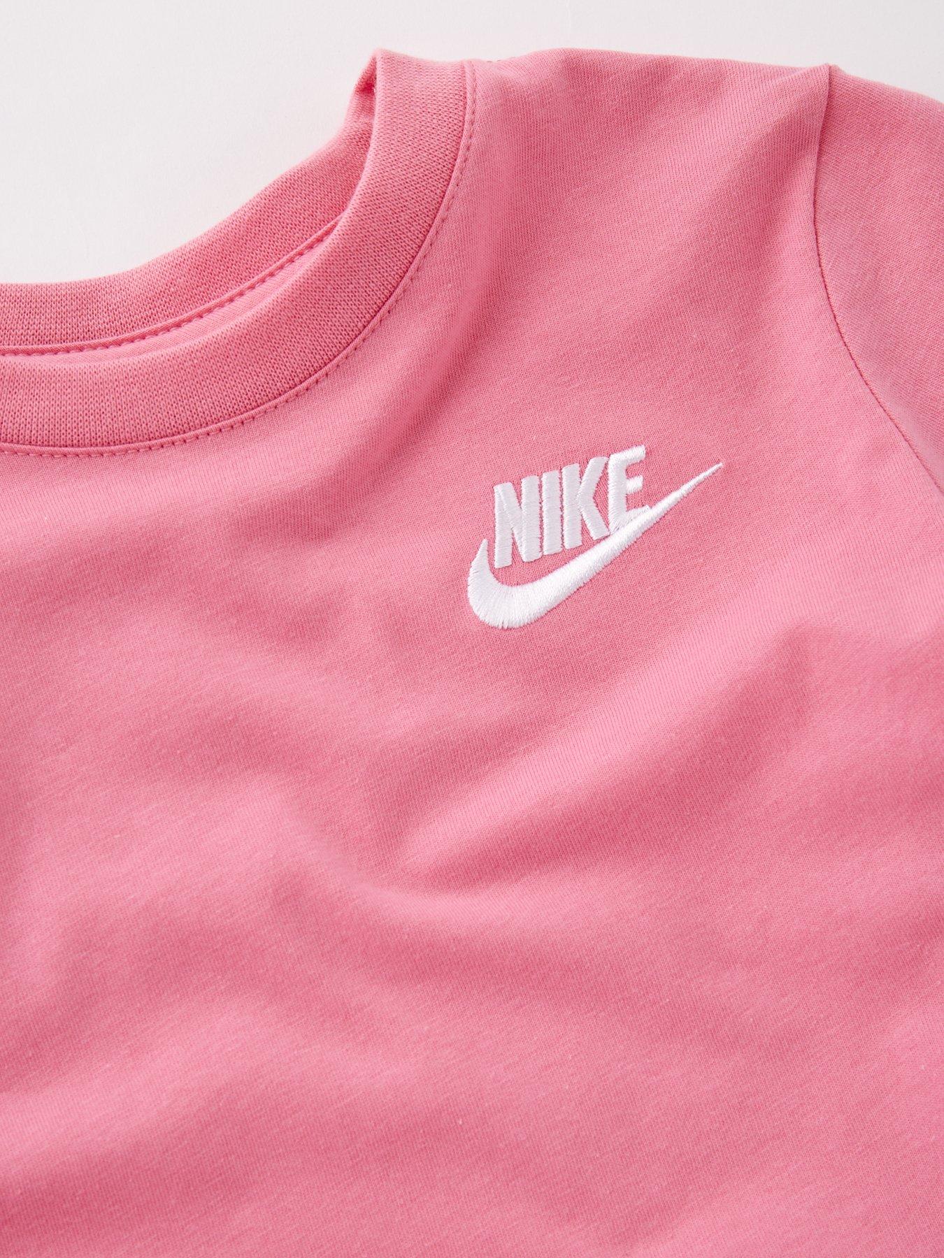  image of nike-kids-embroidered-futura-t-shirt-pink