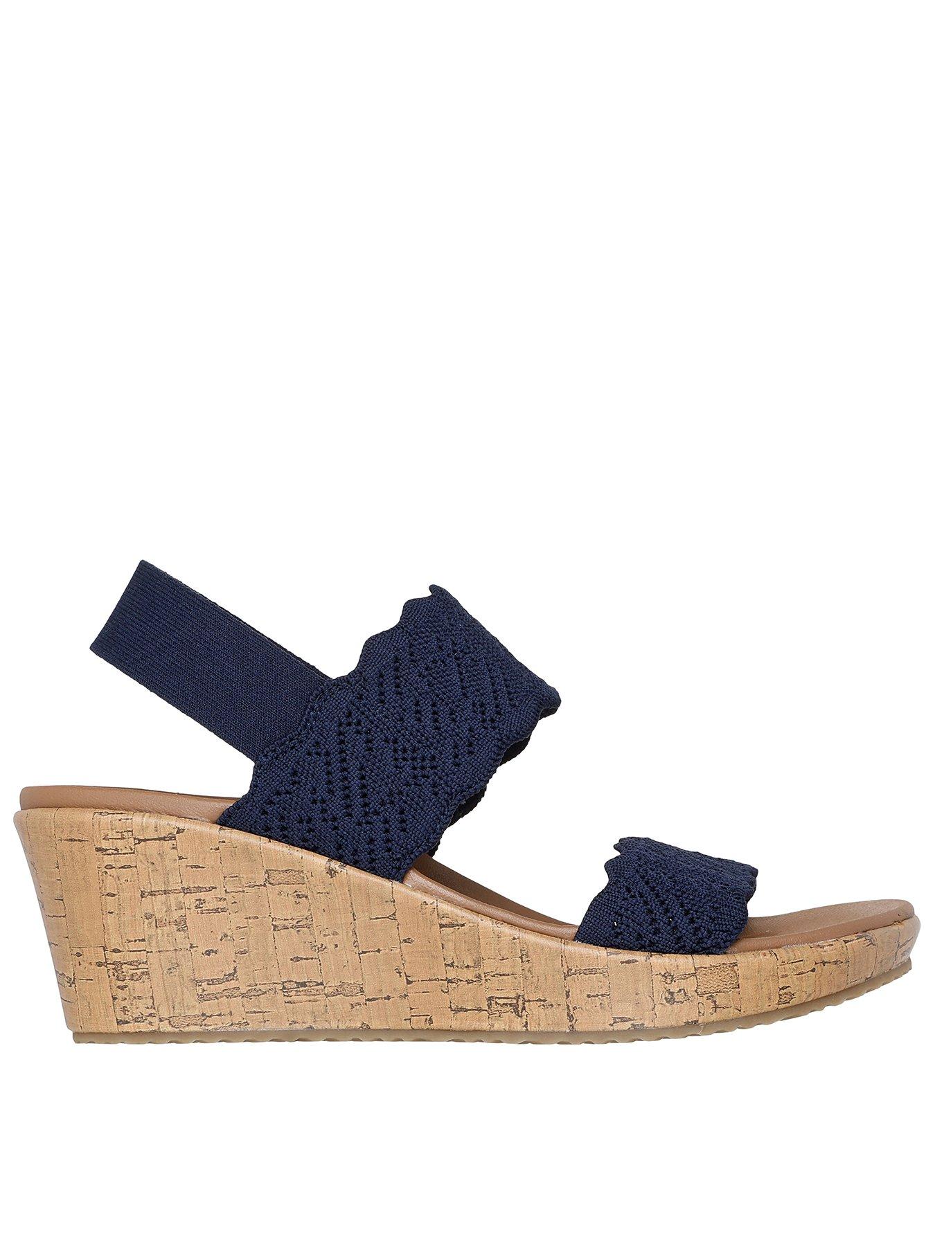 Image 1 of 5 of Skechers Beverlee Timeless Touch Crochet Scallop Sling Back Sandal - Crochet Knit Navy