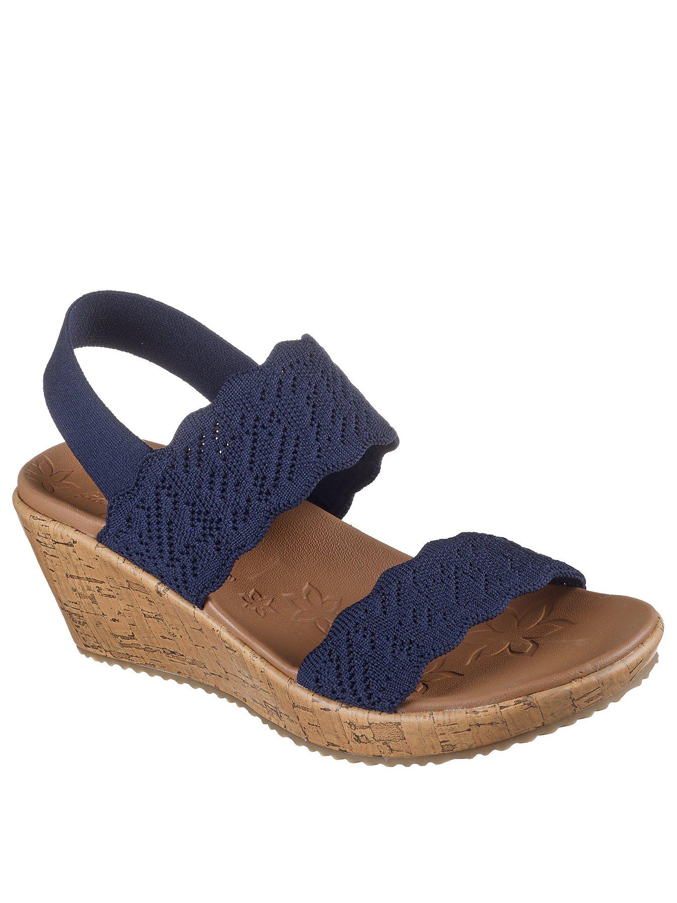Image 2 of 5 of Skechers Beverlee Timeless Touch Crochet Scallop Sling Back Sandal - Crochet Knit Navy