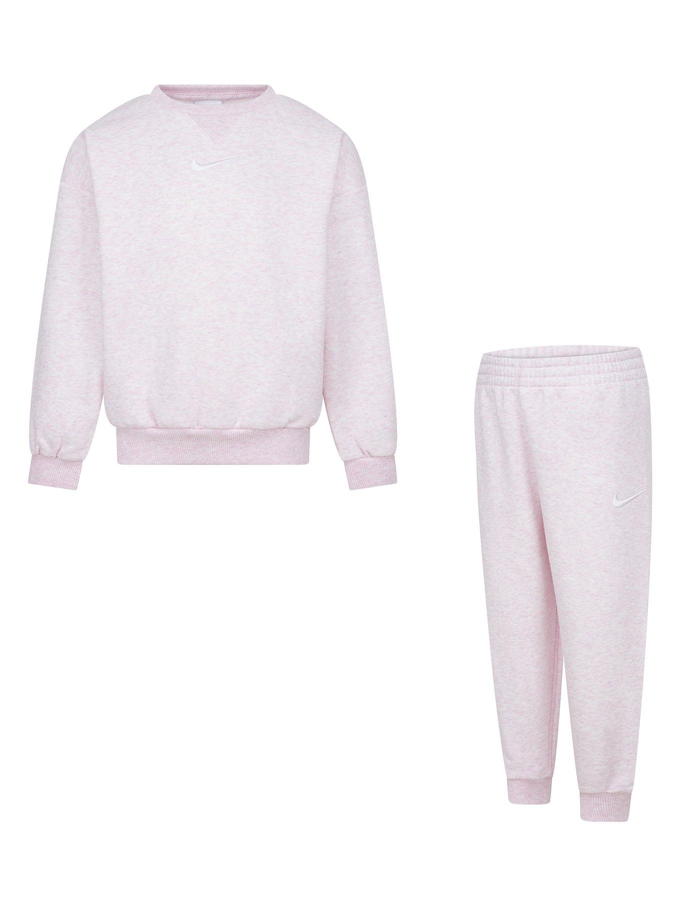 Nike Kids Essential Fleece Crew Tracksuit - Pink