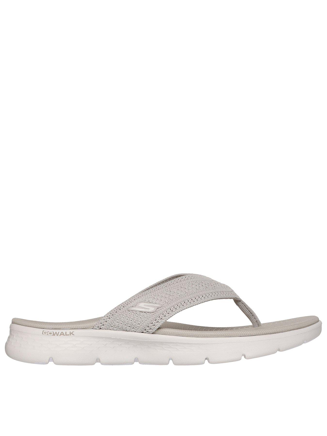skechers-go-walk-flex-sandal-quick-dry-textured-knit-3-point-sandal-taupe