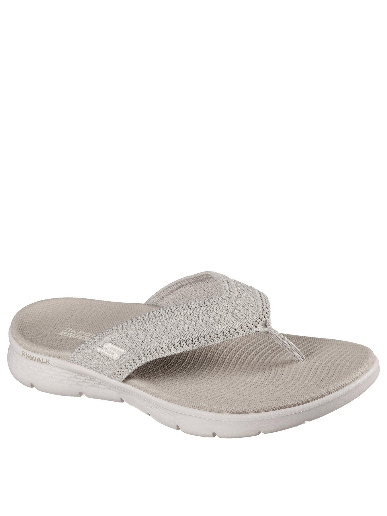  image of skechers-go-walk-flex-sandal-quick-dry-textured-knit-3-point-sandal-taupe