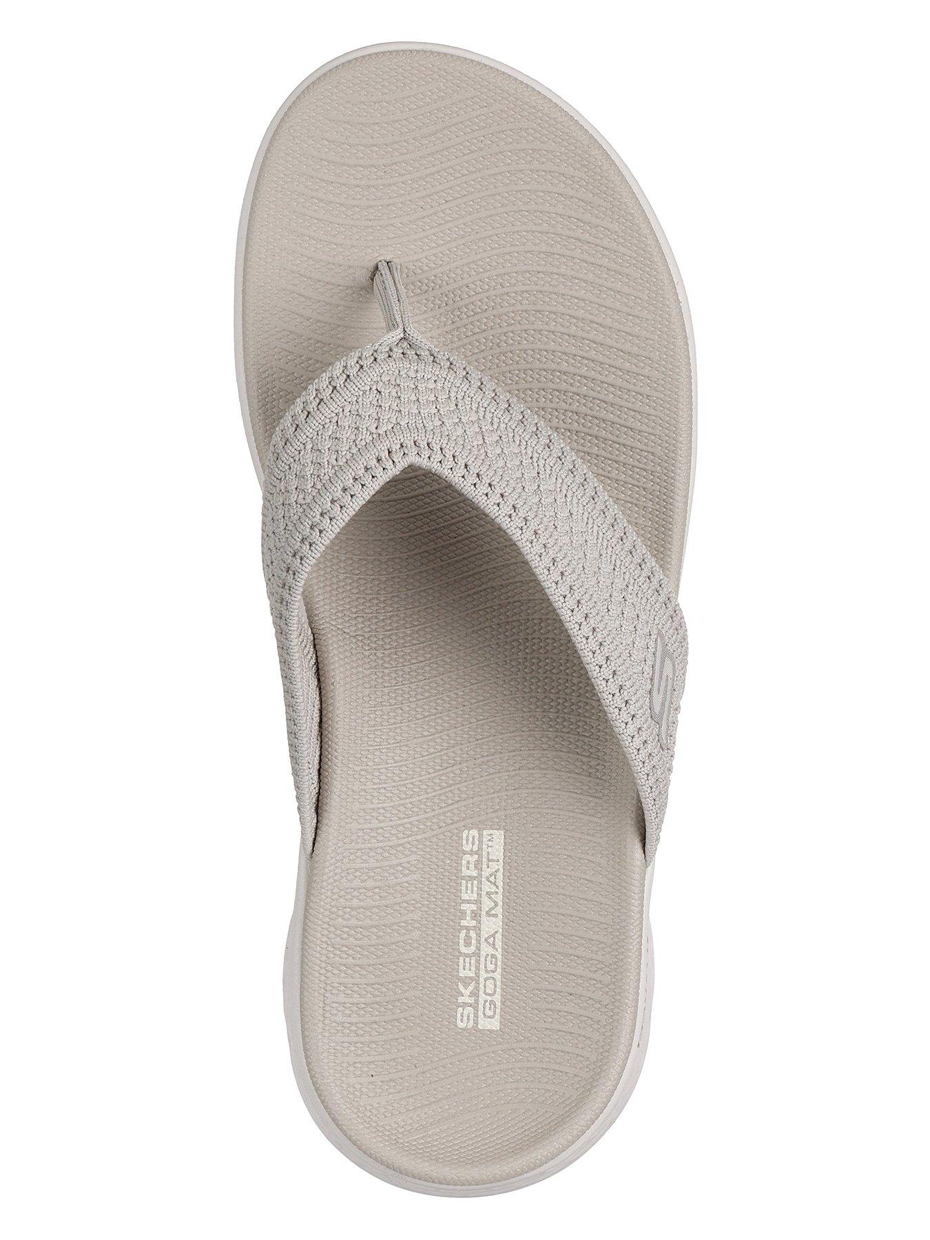  image of skechers-go-walk-flex-sandal-quick-dry-textured-knit-3-point-sandal-taupe