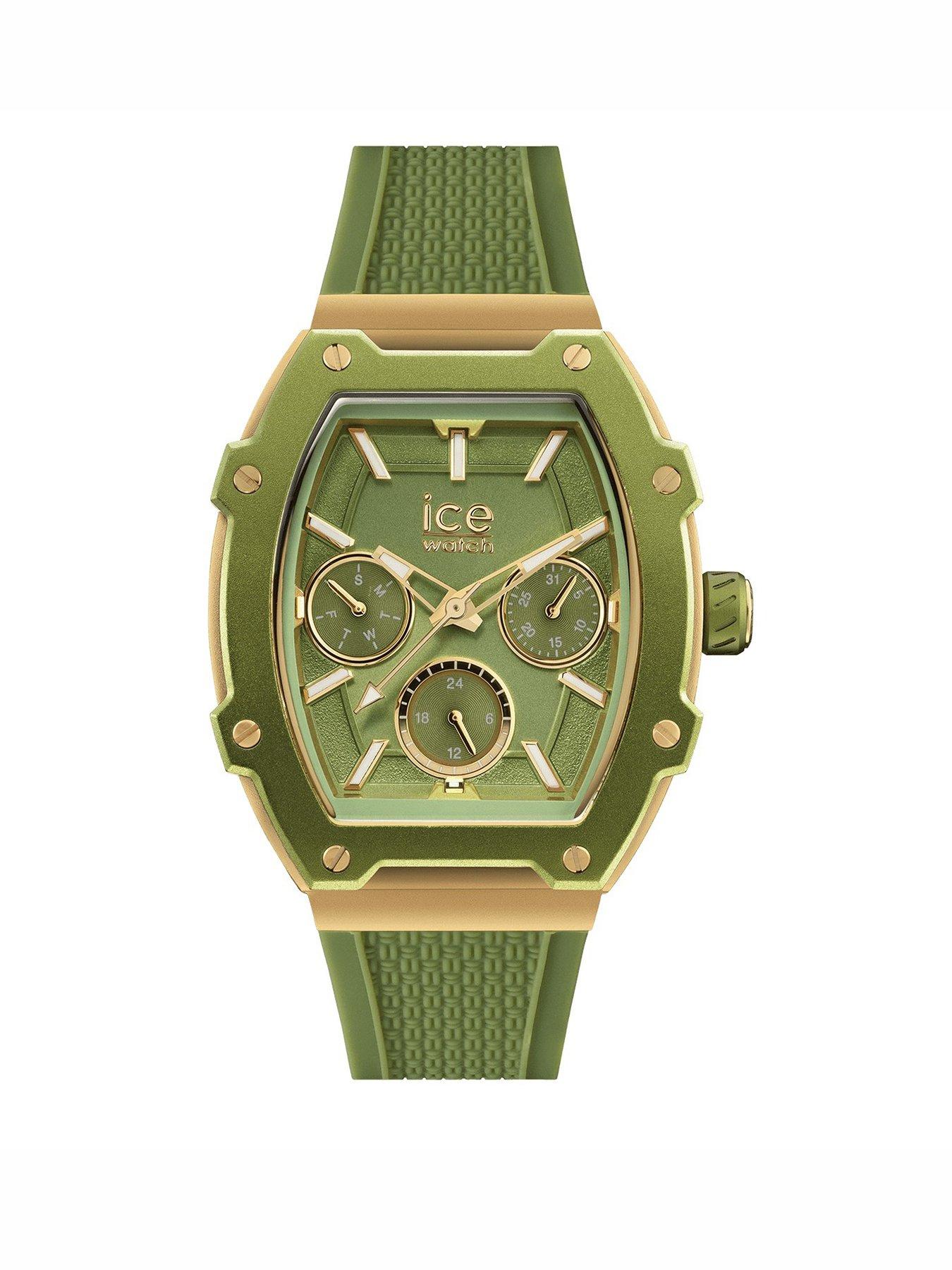Ice-Watch Boliday Green Dial and Silicone Strap Day Date Watch