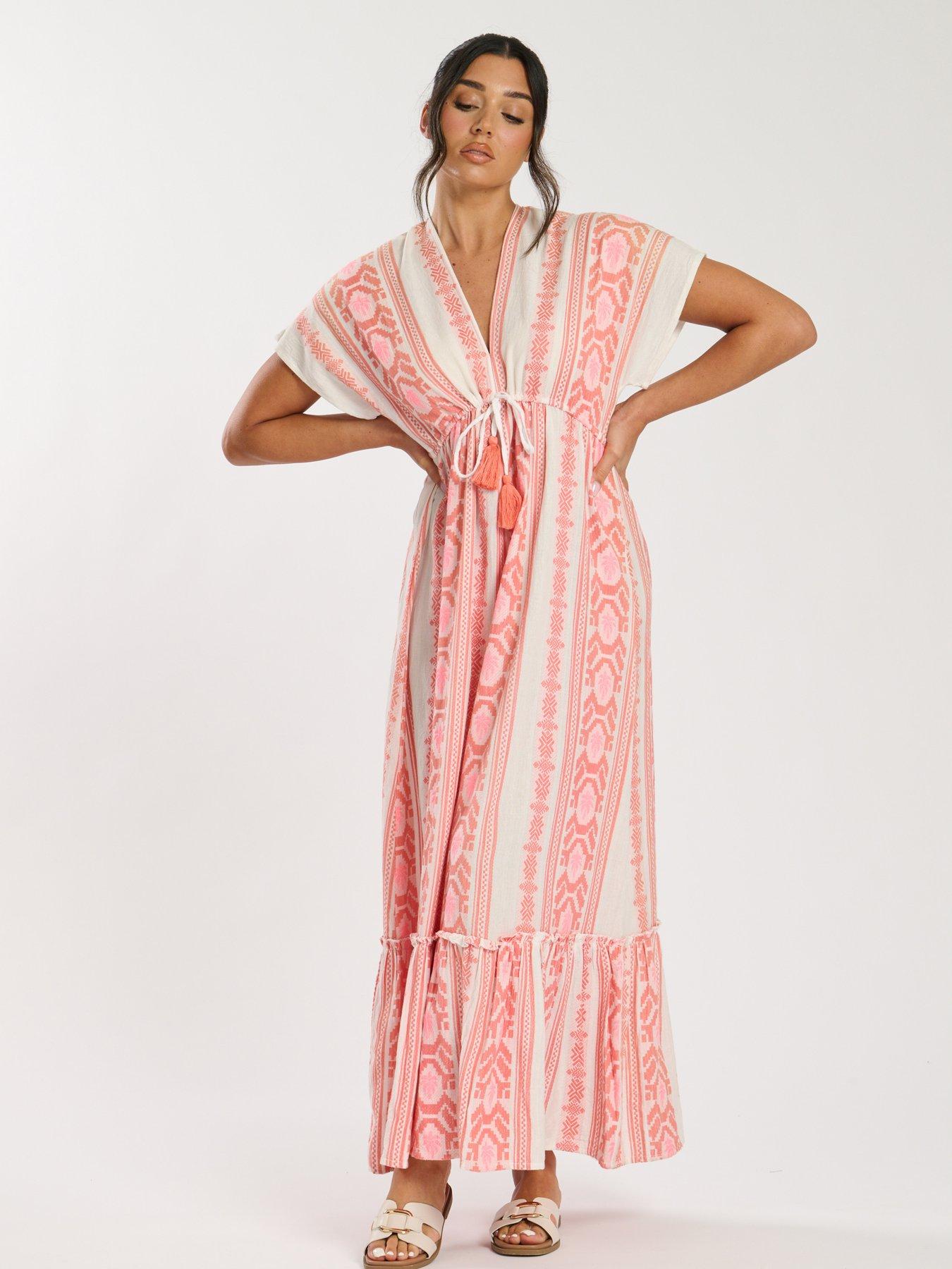 south-beach-jacquard-v-neck-maxi-dress-pink